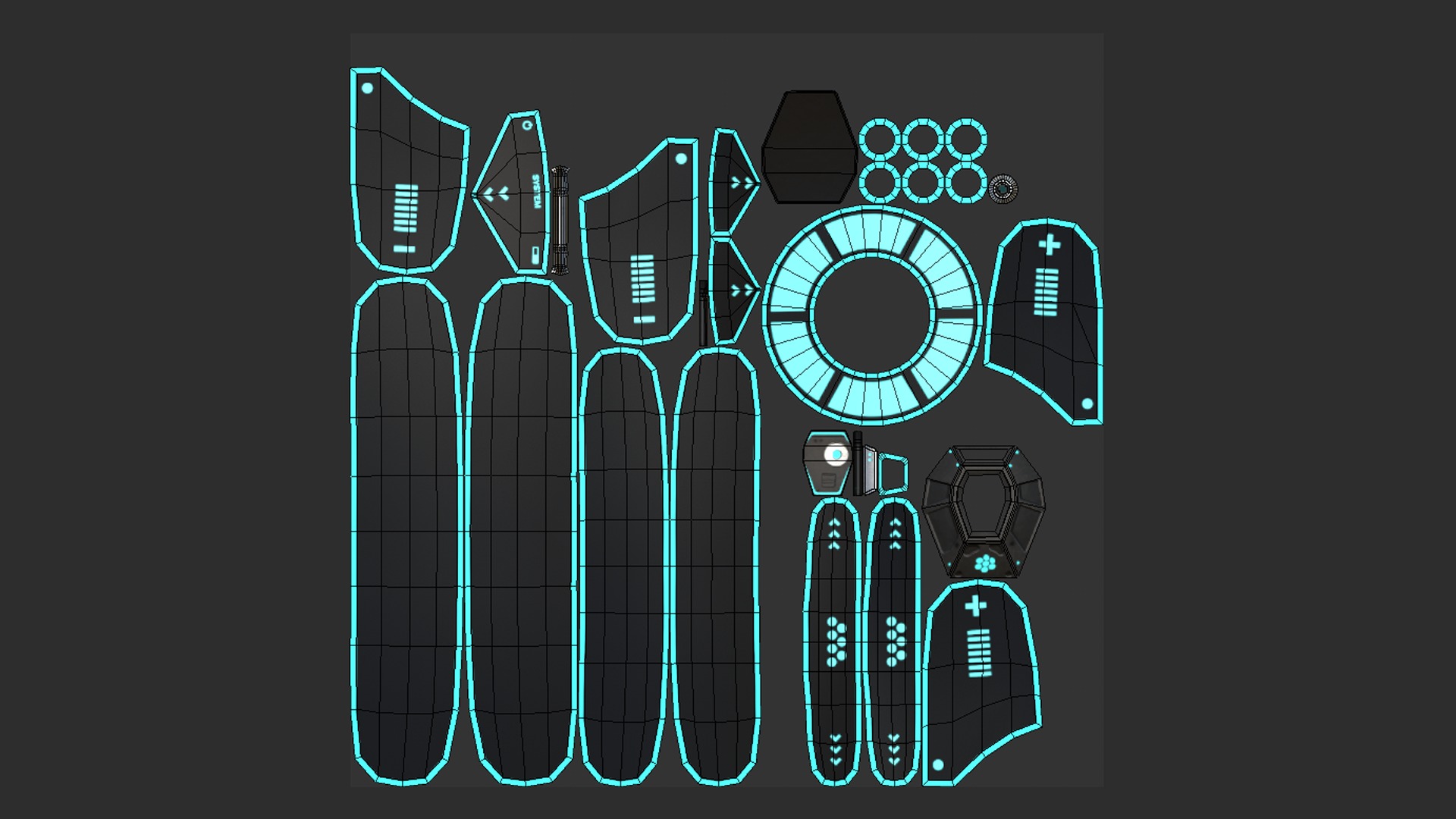 Scifi Parachute A09 Projection  - Character Accessories Design Low-poly 3D model_6