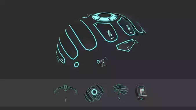 Scifi Parachute A09 Projection  - Character Accessories Design Low-poly 3D model