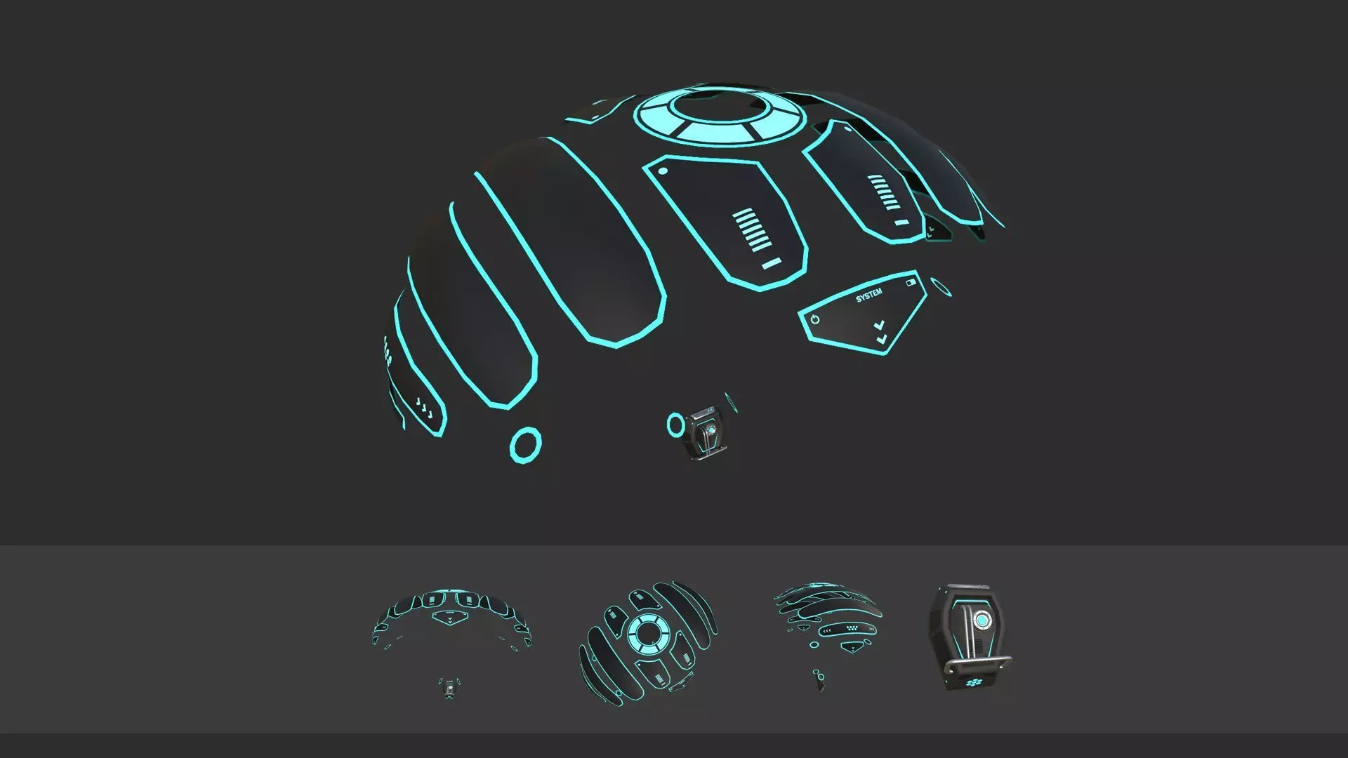 Scifi Parachute A09 Projection  - Character Accessories Design Low-poly 3D model_0