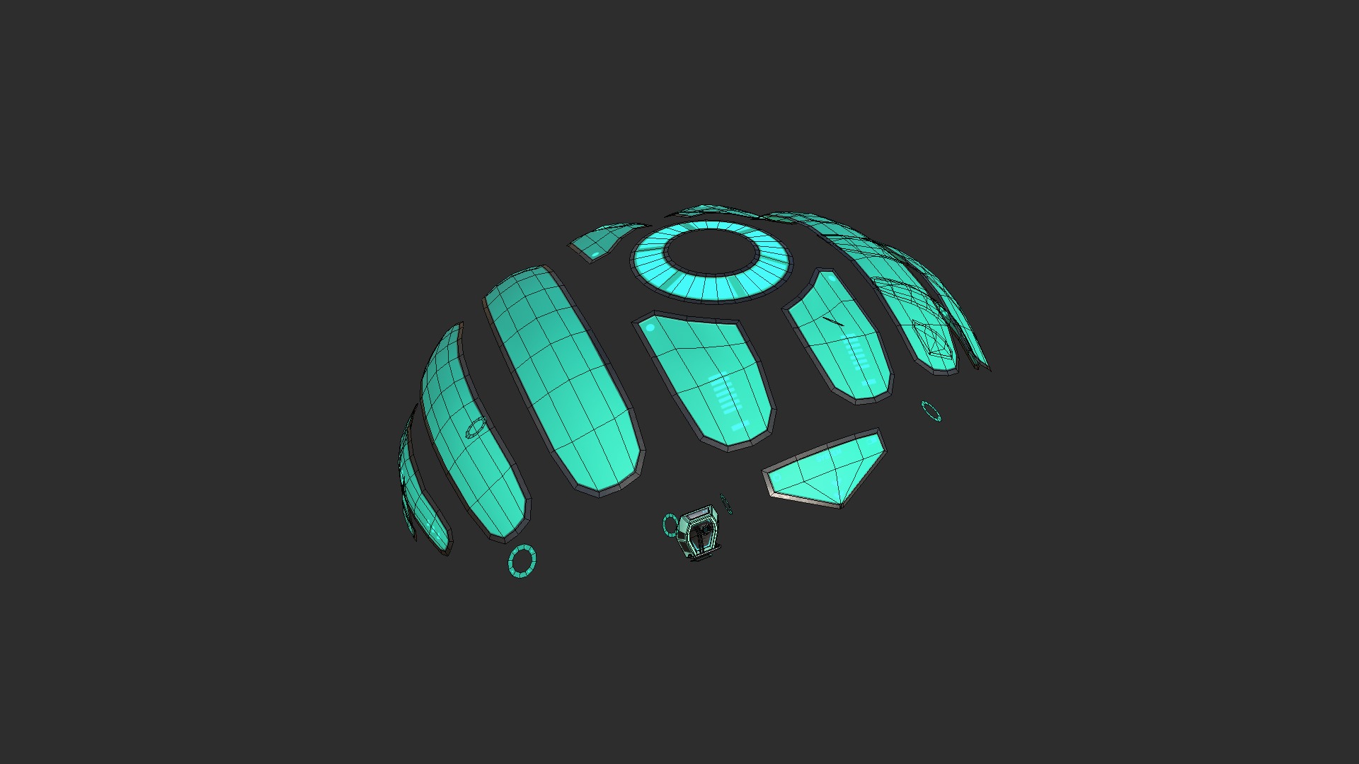 Scifi Parachute A08 Projection  - Character Accessories Design Low-poly 3D model_7