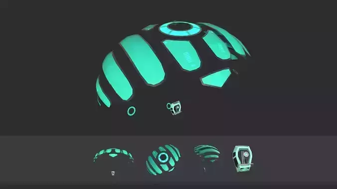 Scifi Parachute A08 Projection  - Character Accessories Design Low-poly 3D model