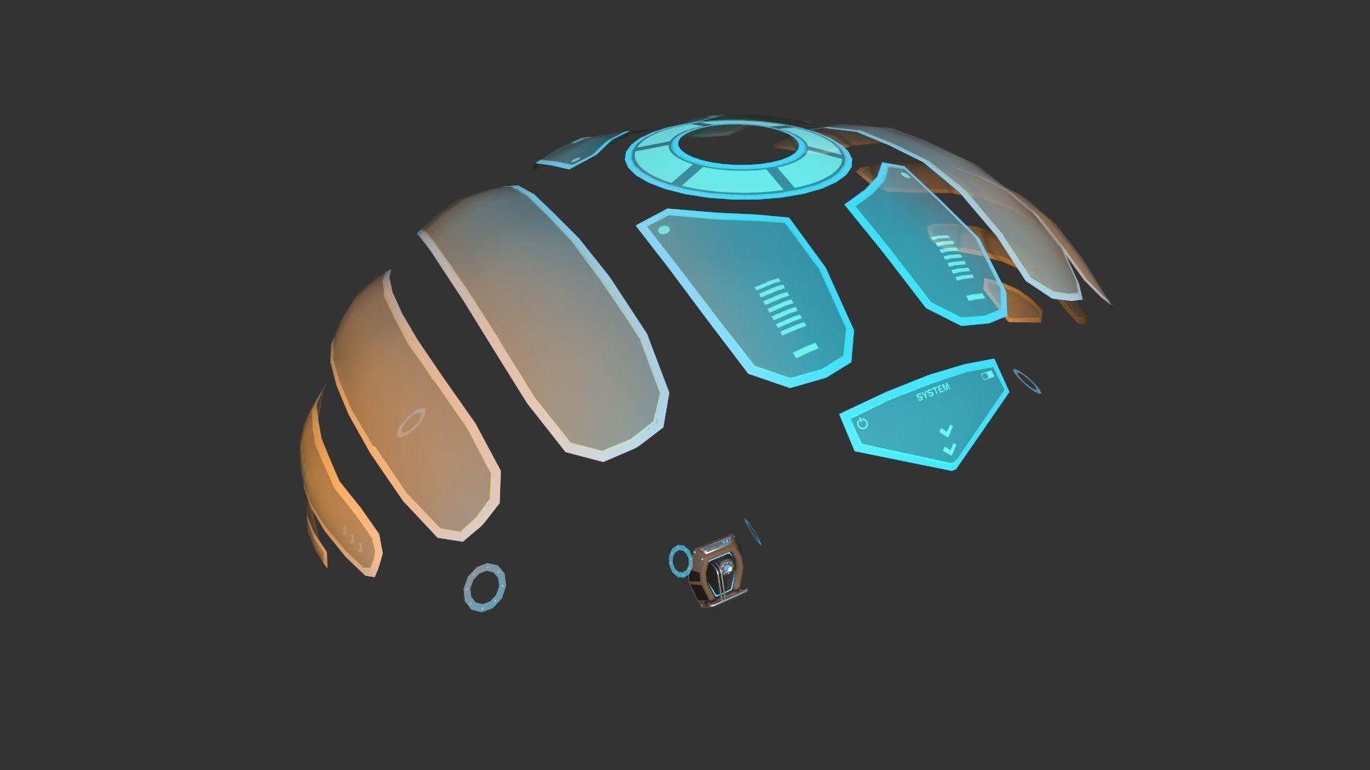 Scifi Parachute A07 Projection  - Character Accessories Design Low-poly 3D model_1