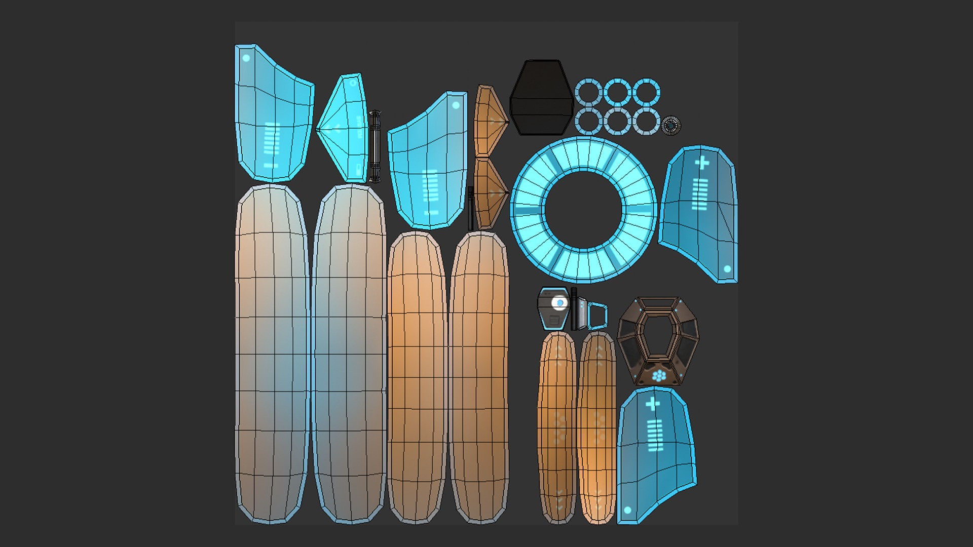 Scifi Parachute A07 Projection  - Character Accessories Design Low-poly 3D model_6