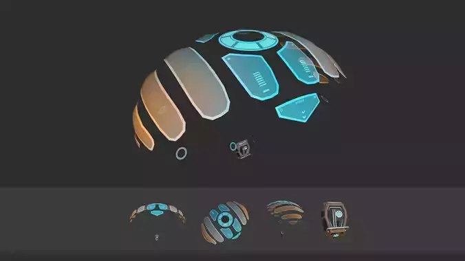 Scifi Parachute A07 Projection  - Character Accessories Design Low-poly 3D model