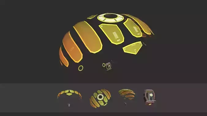 Scifi Parachute A06 Projection  - Character Accessories Design Low-poly 3D model