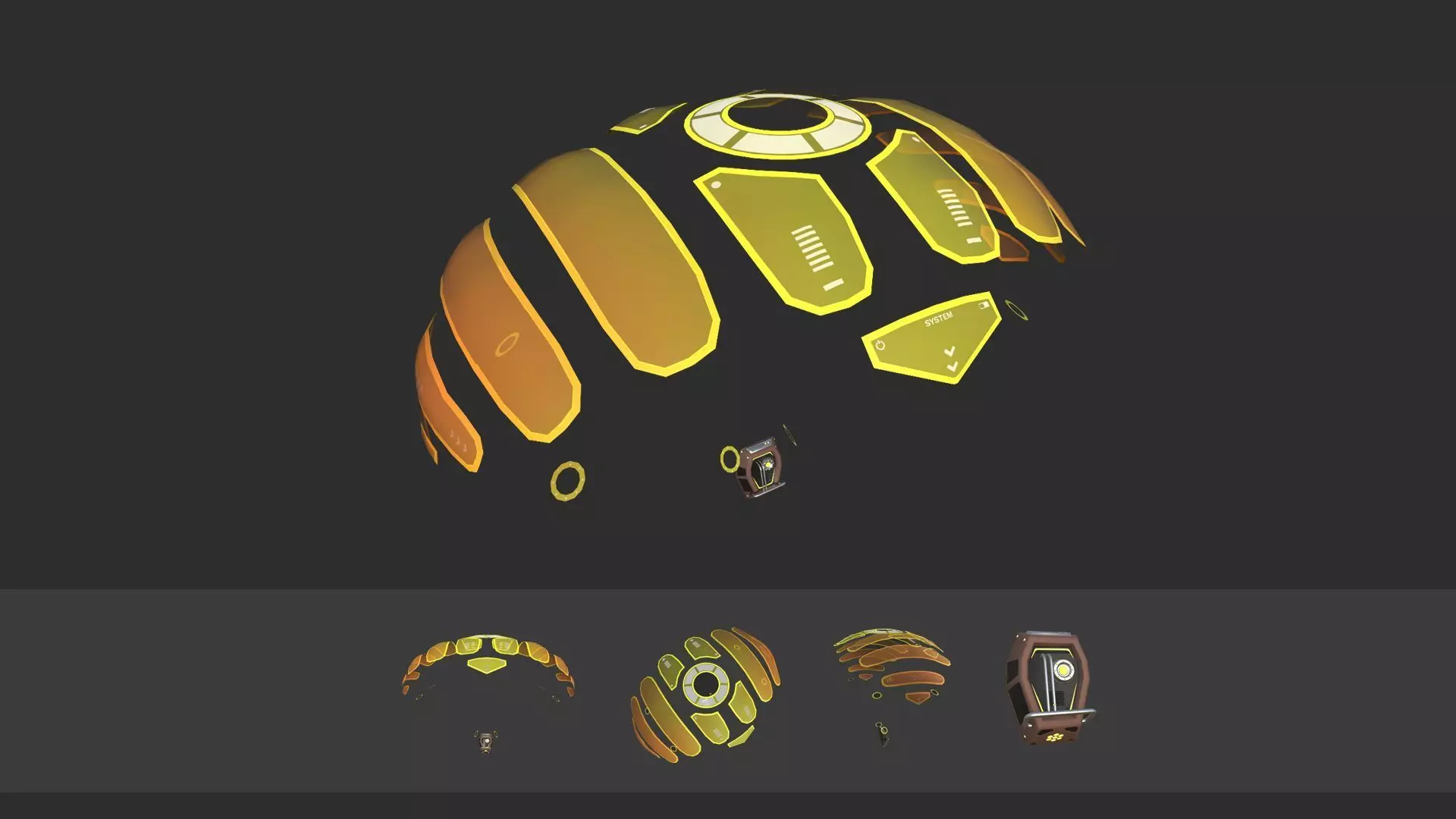 Scifi Parachute A06 Projection  - Character Accessories Design Low-poly 3D model_0