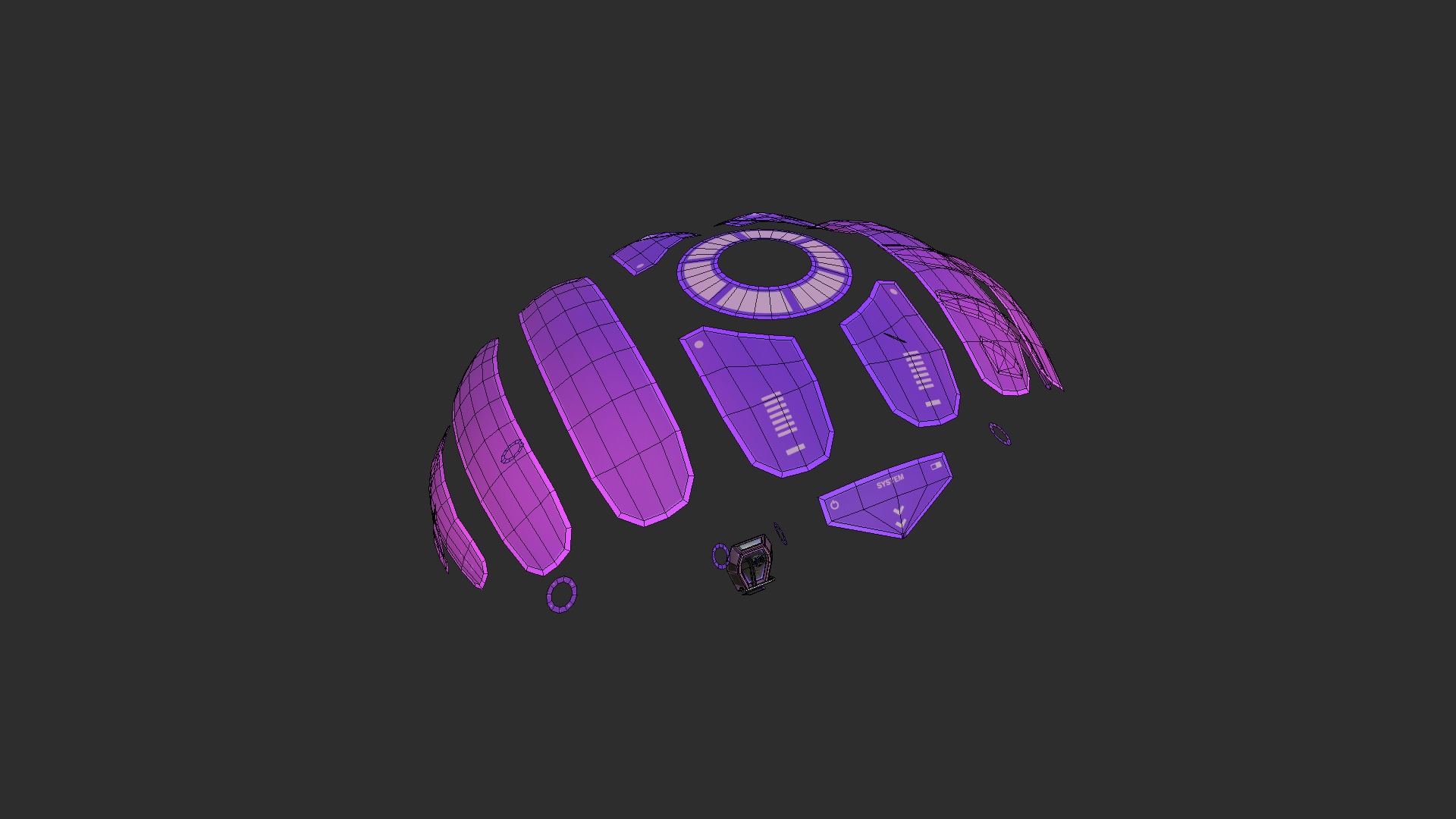 Scifi Parachute A05 Projection  - Character Accessories Design Low-poly 3D model_7