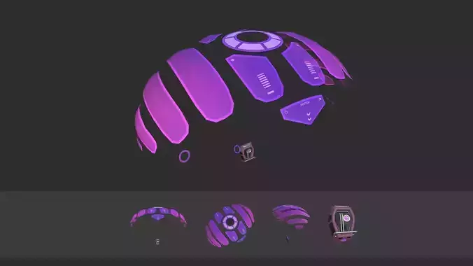 Scifi Parachute A05 Projection  - Character Accessories Design Low-poly 3D model