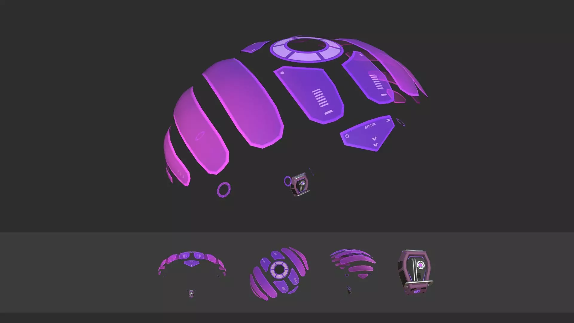 Scifi Parachute A05 Projection  - Character Accessories Design Low-poly 3D model_0