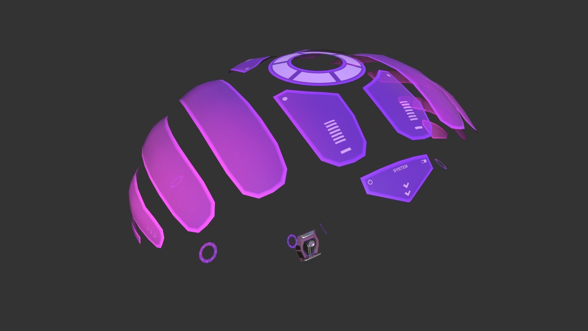 Scifi Parachute A05 Projection  - Character Accessories Design Low-poly 3D model_1