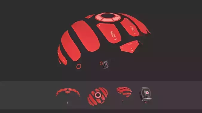 Scifi Parachute A04 Projection  - Character Accessories Design Low-poly 3D model