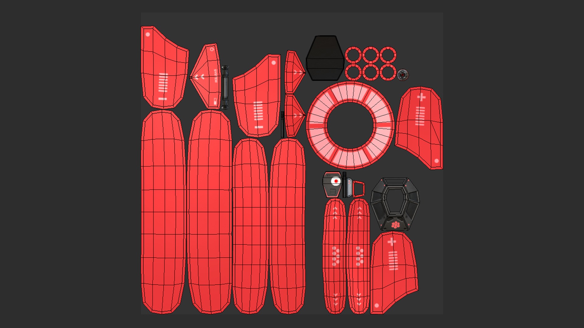 Scifi Parachute A04 Projection  - Character Accessories Design Low-poly 3D model_6
