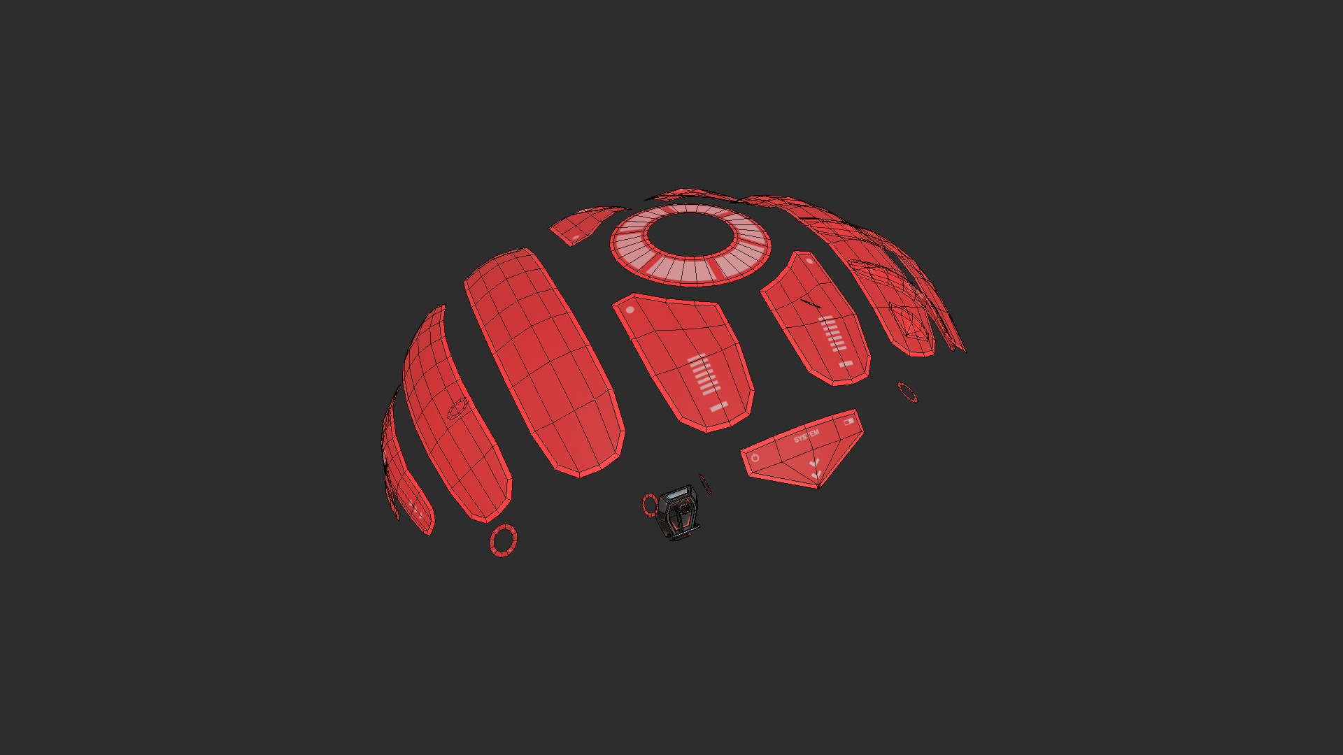 Scifi Parachute A04 Projection  - Character Accessories Design Low-poly 3D model_7