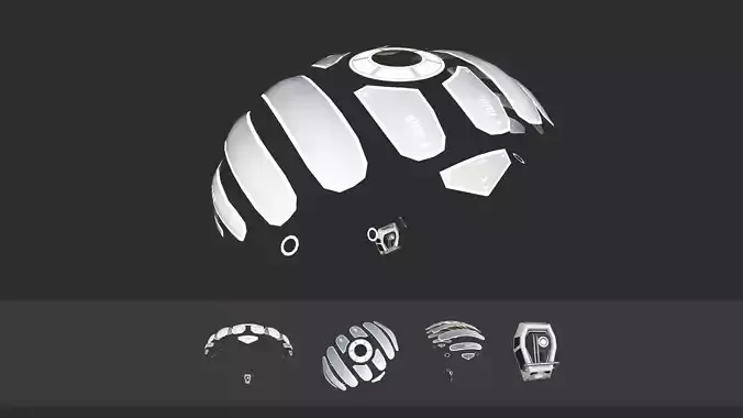 Scifi Parachute A03 Projection - Character Accessories Design Low-poly 3D model