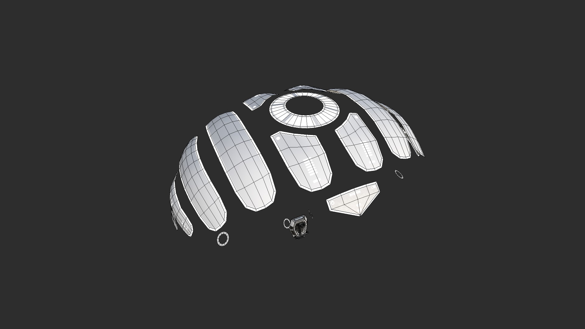 Scifi Parachute A03 Projection - Character Accessories Design Low-poly 3D model_7