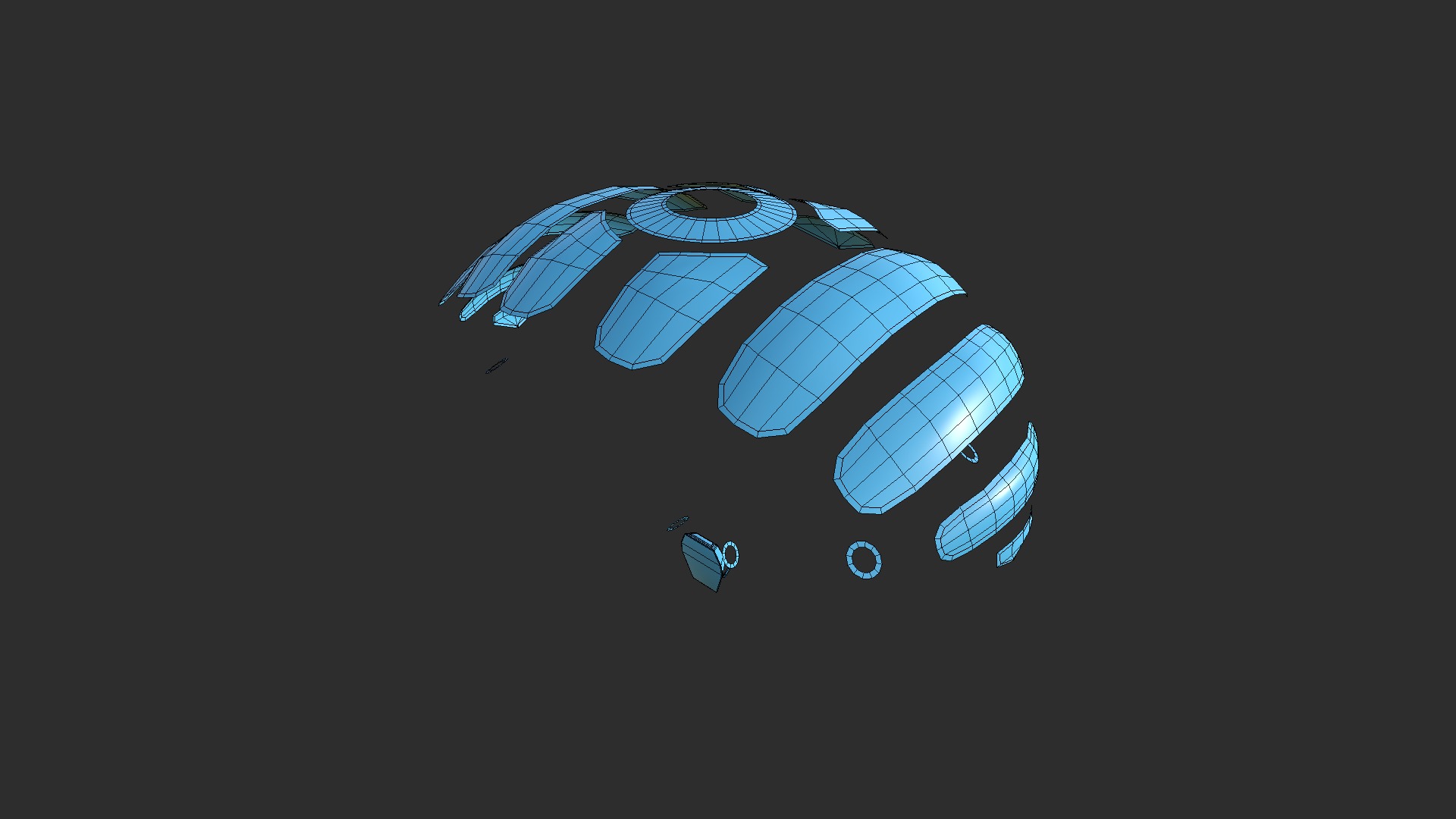 Scifi Parachute A02 Projection - Character Accessories Design Low-poly 3D model_17