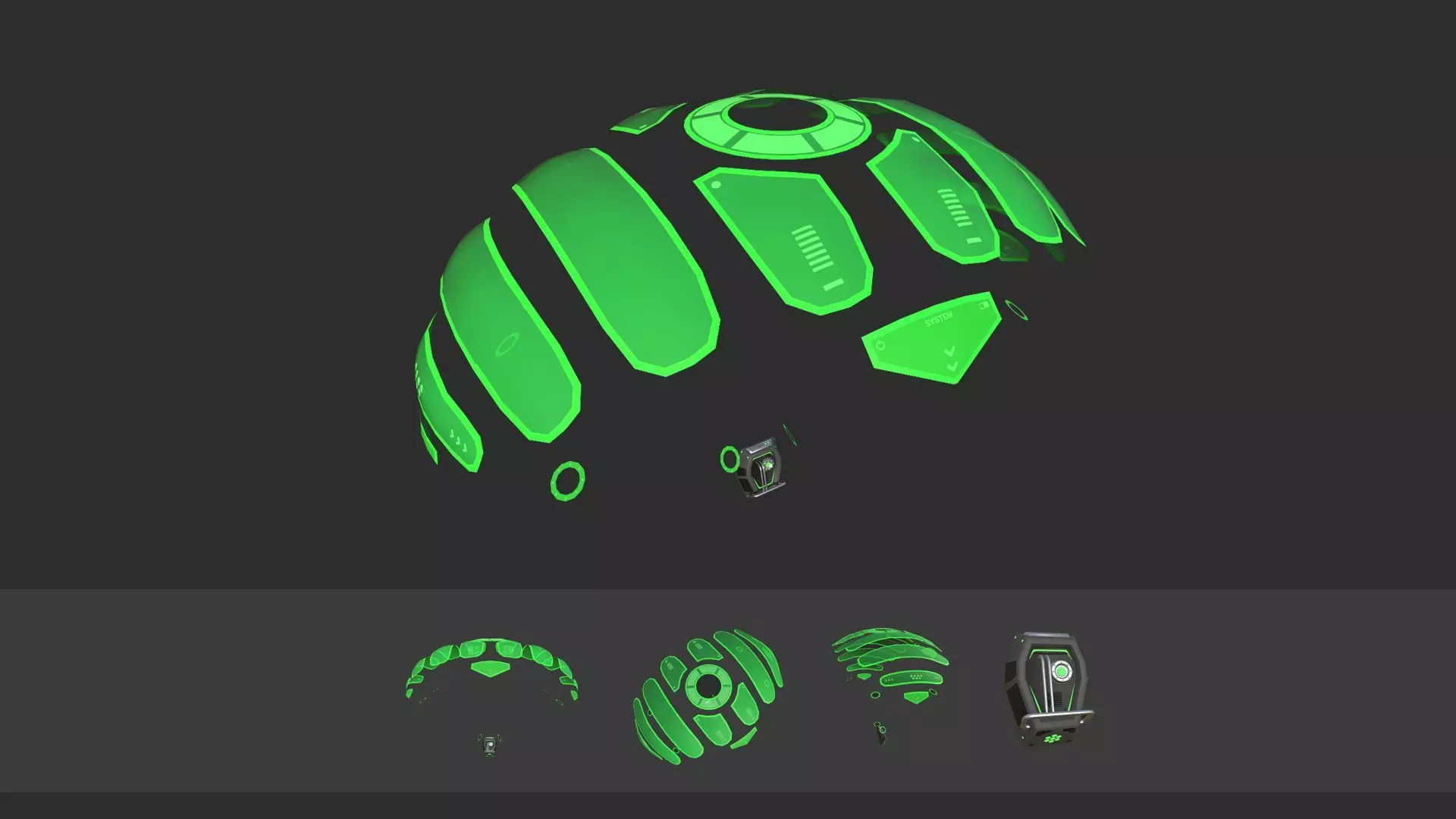 Scifi Parachute A02 Projection - Character Accessories Design Low-poly 3D model_0