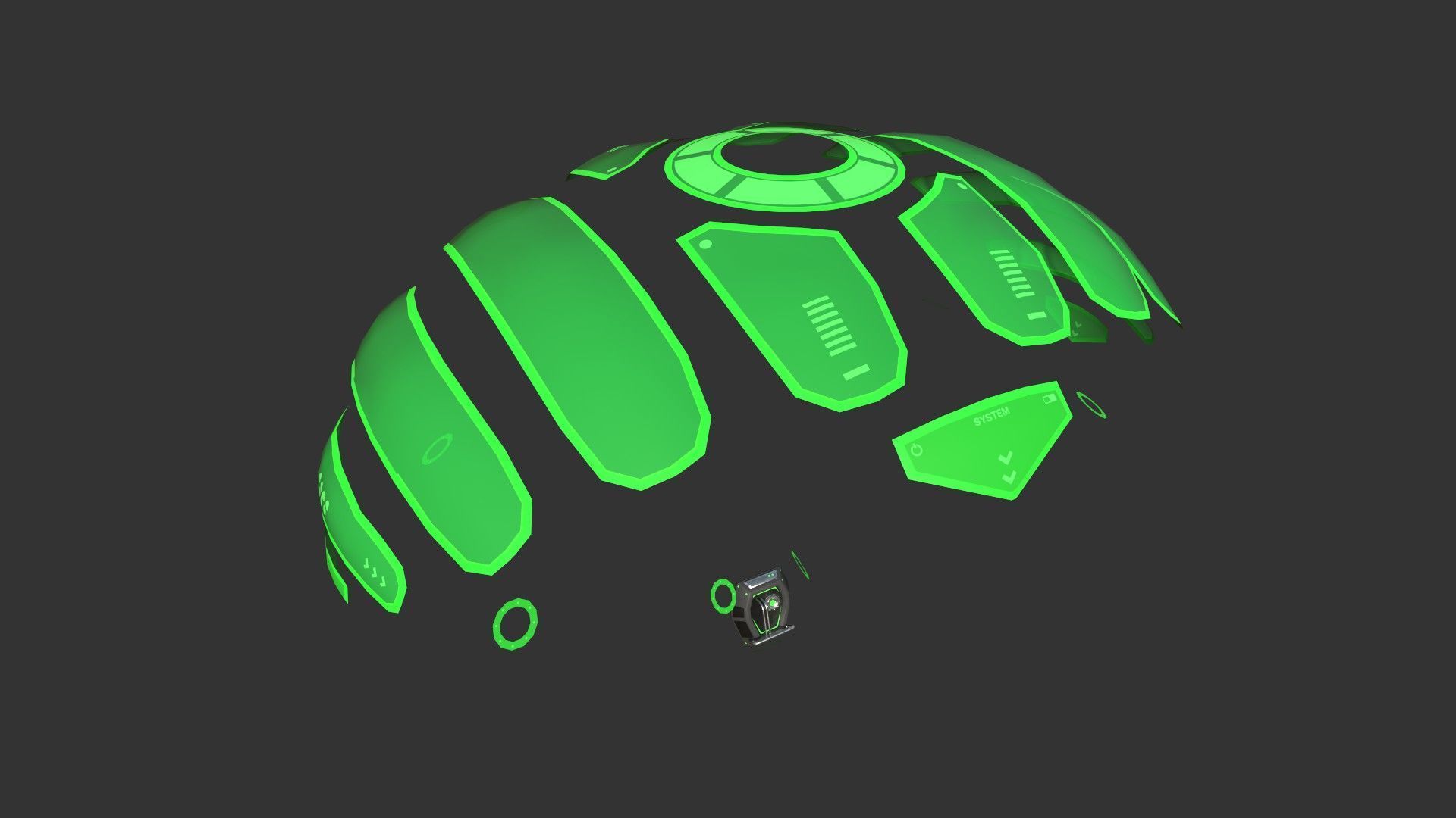 Scifi Parachute A02 Projection - Character Accessories Design Low-poly 3D model_1