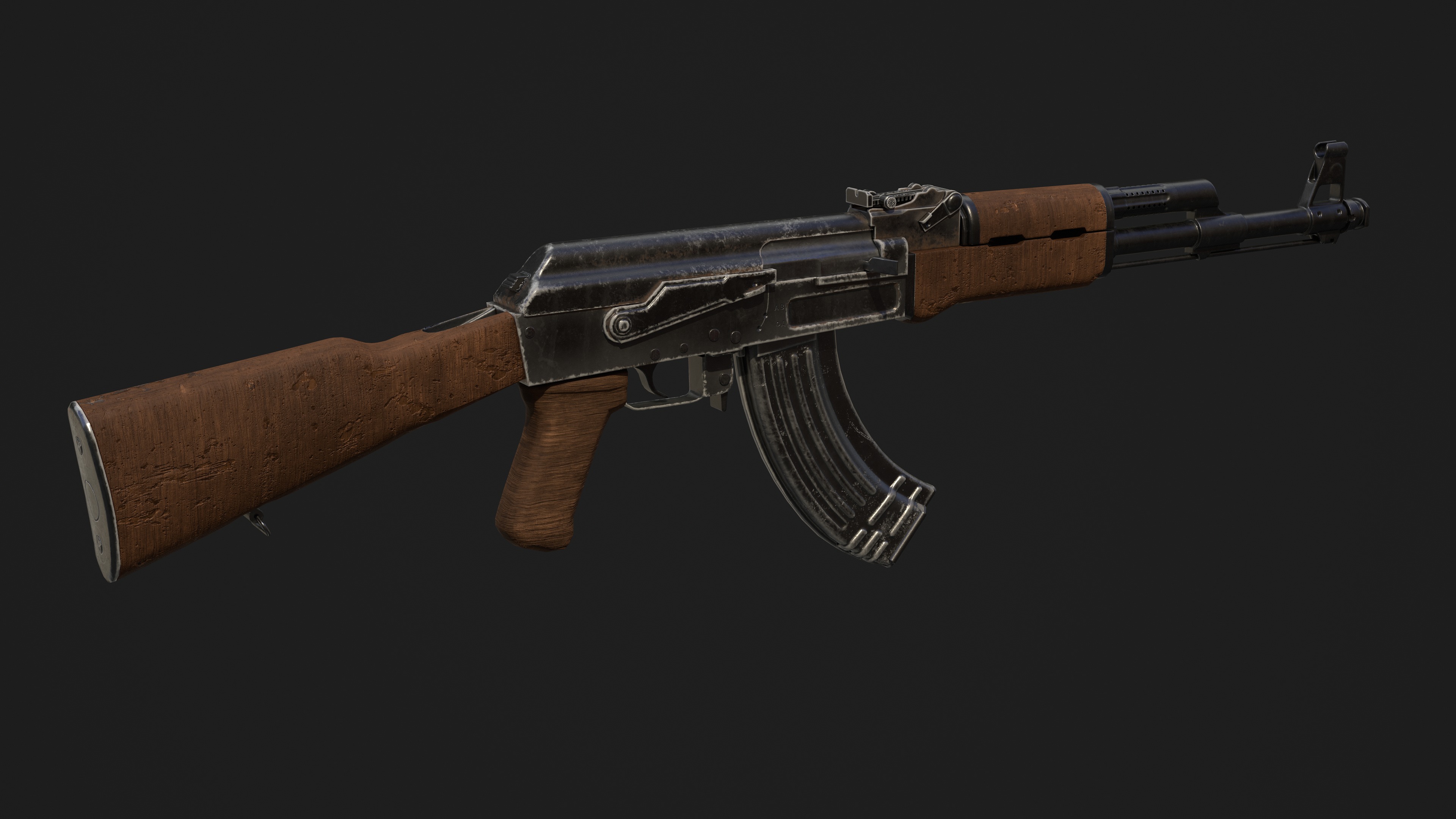Ak 47 Low Poly  Low-poly 3D model_5