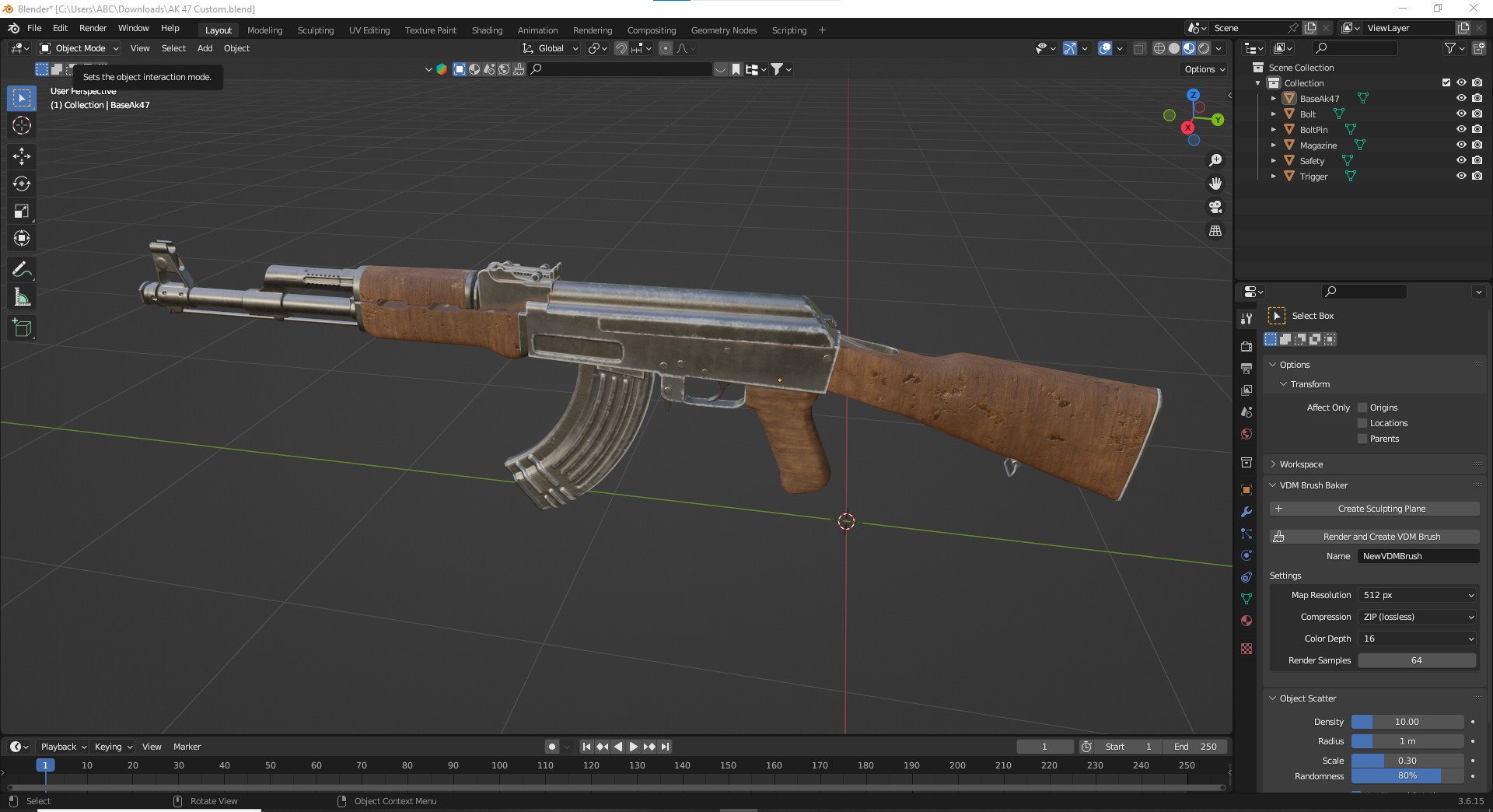 Ak 47 Low Poly  Low-poly 3D model_34