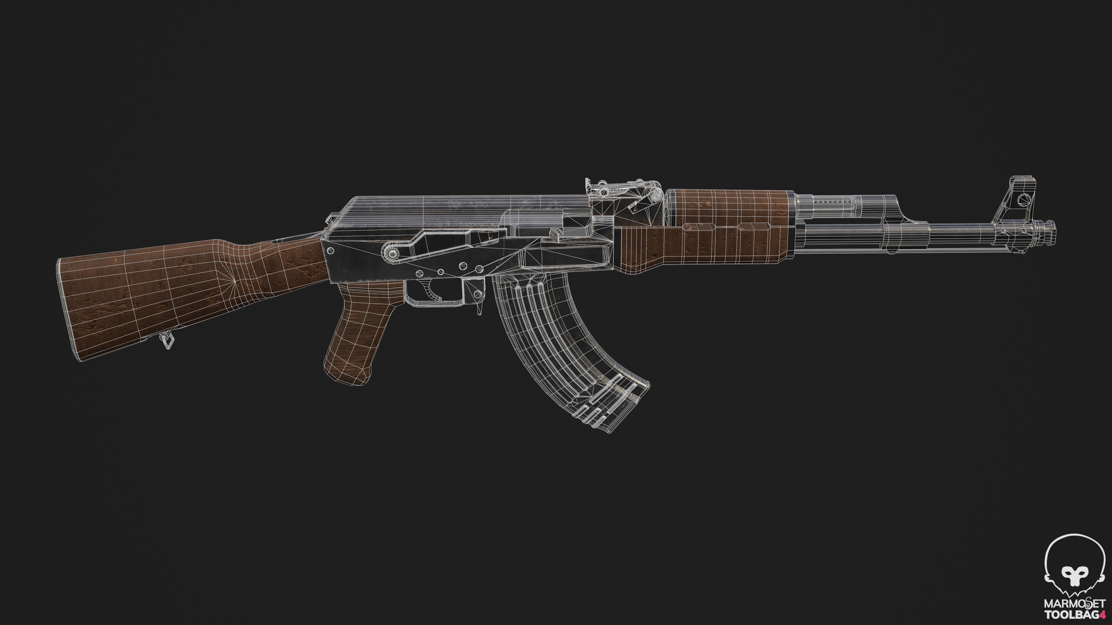 Ak 47 Low Poly  Low-poly 3D model_28