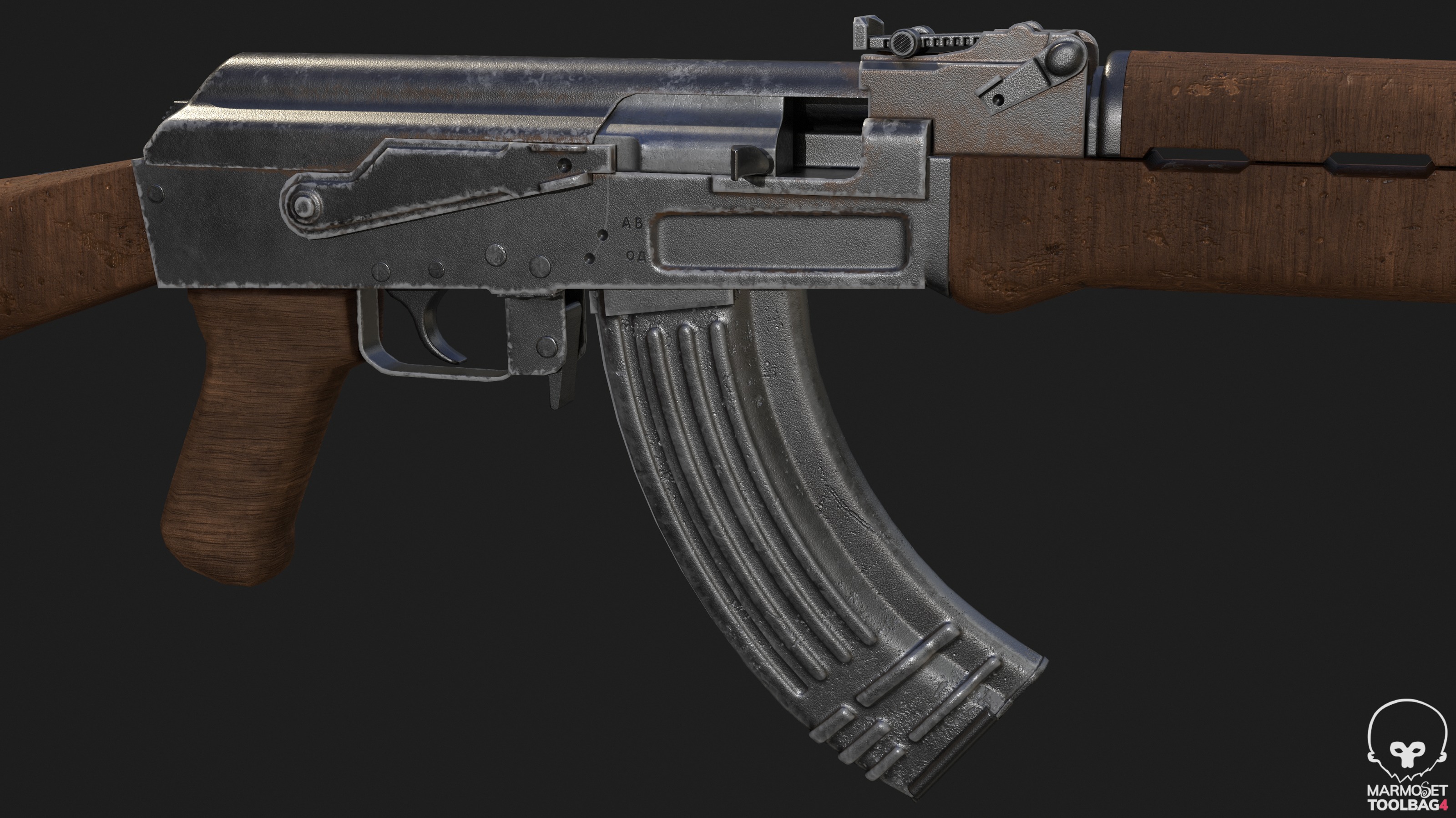 Ak 47 Low Poly  Low-poly 3D model_15