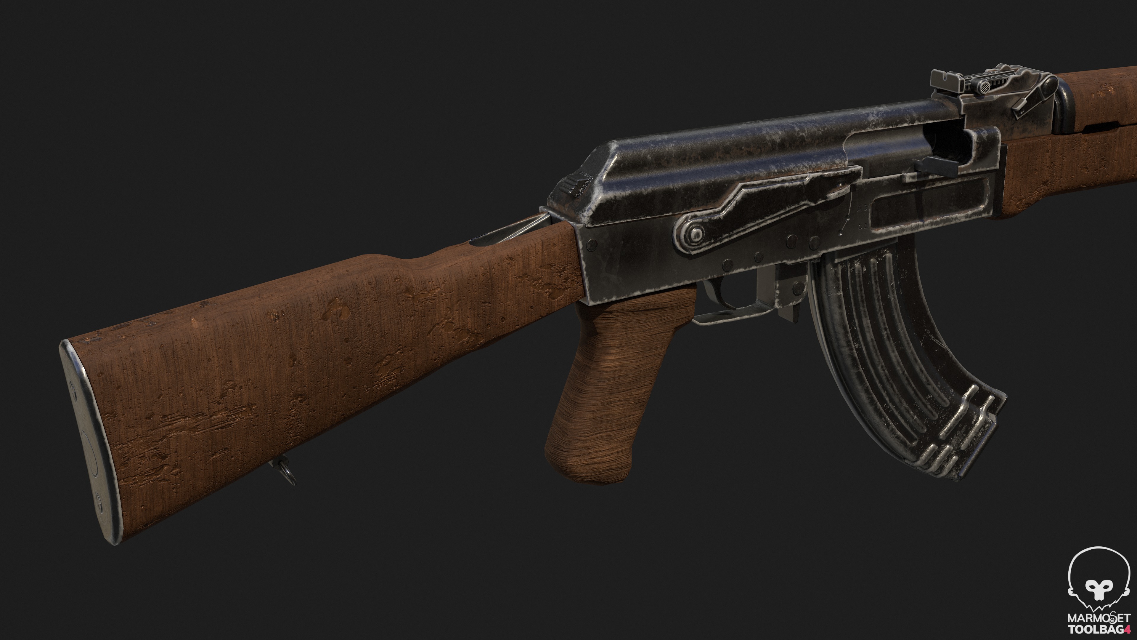 Ak 47 Low Poly  Low-poly 3D model_14
