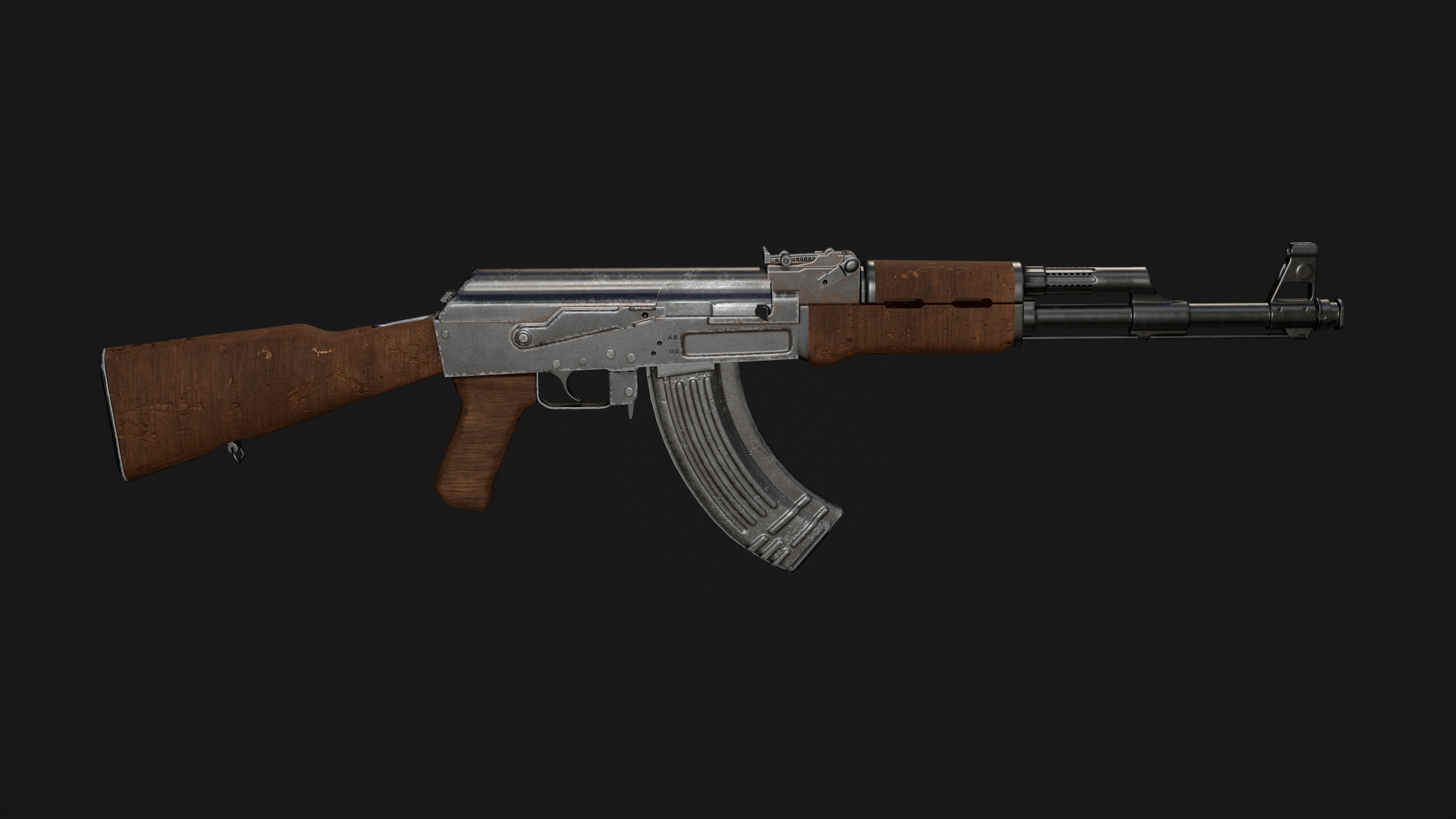 Ak 47 Low Poly  Low-poly 3D model_3