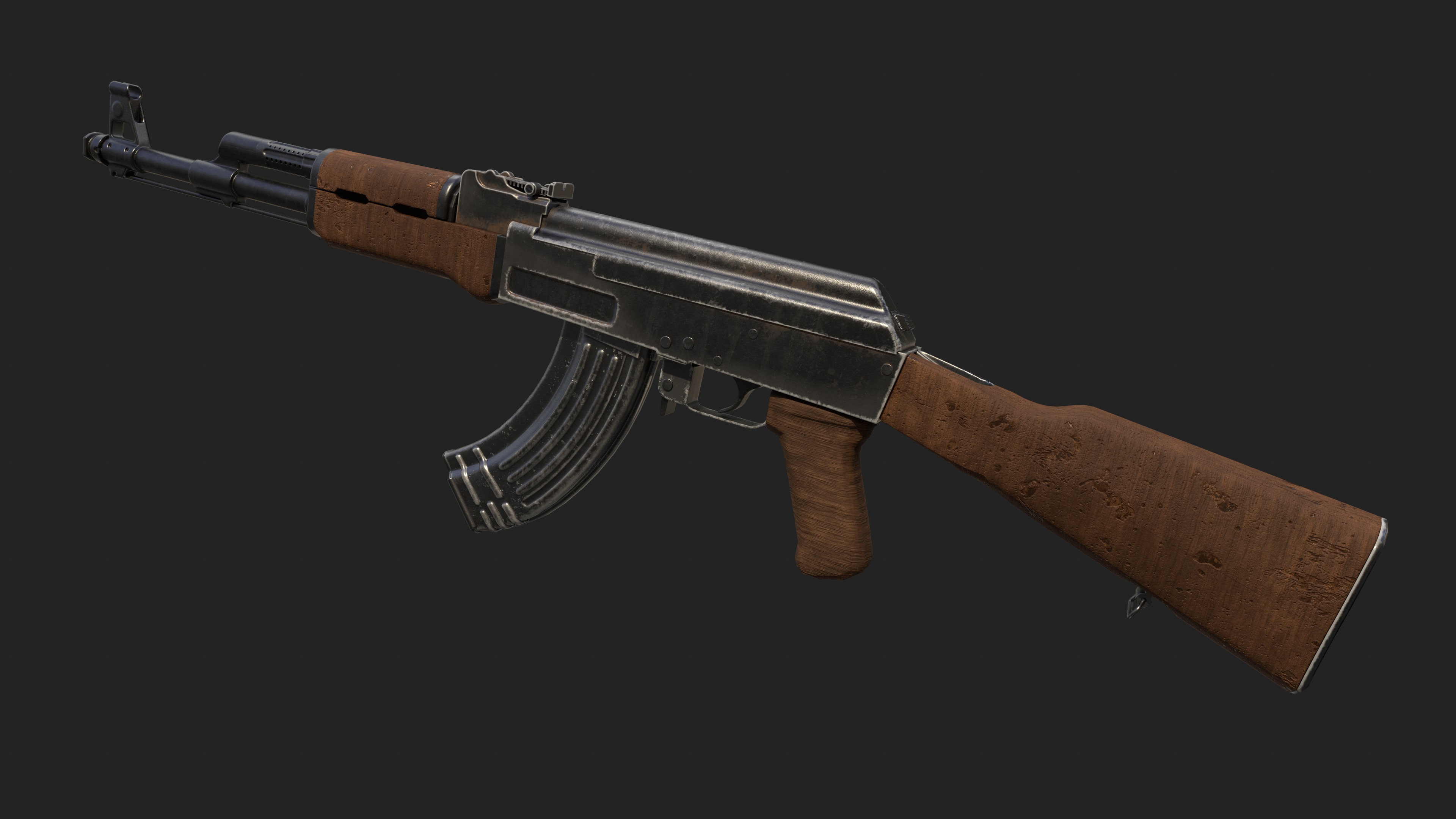 Ak 47 Low Poly  Low-poly 3D model_2