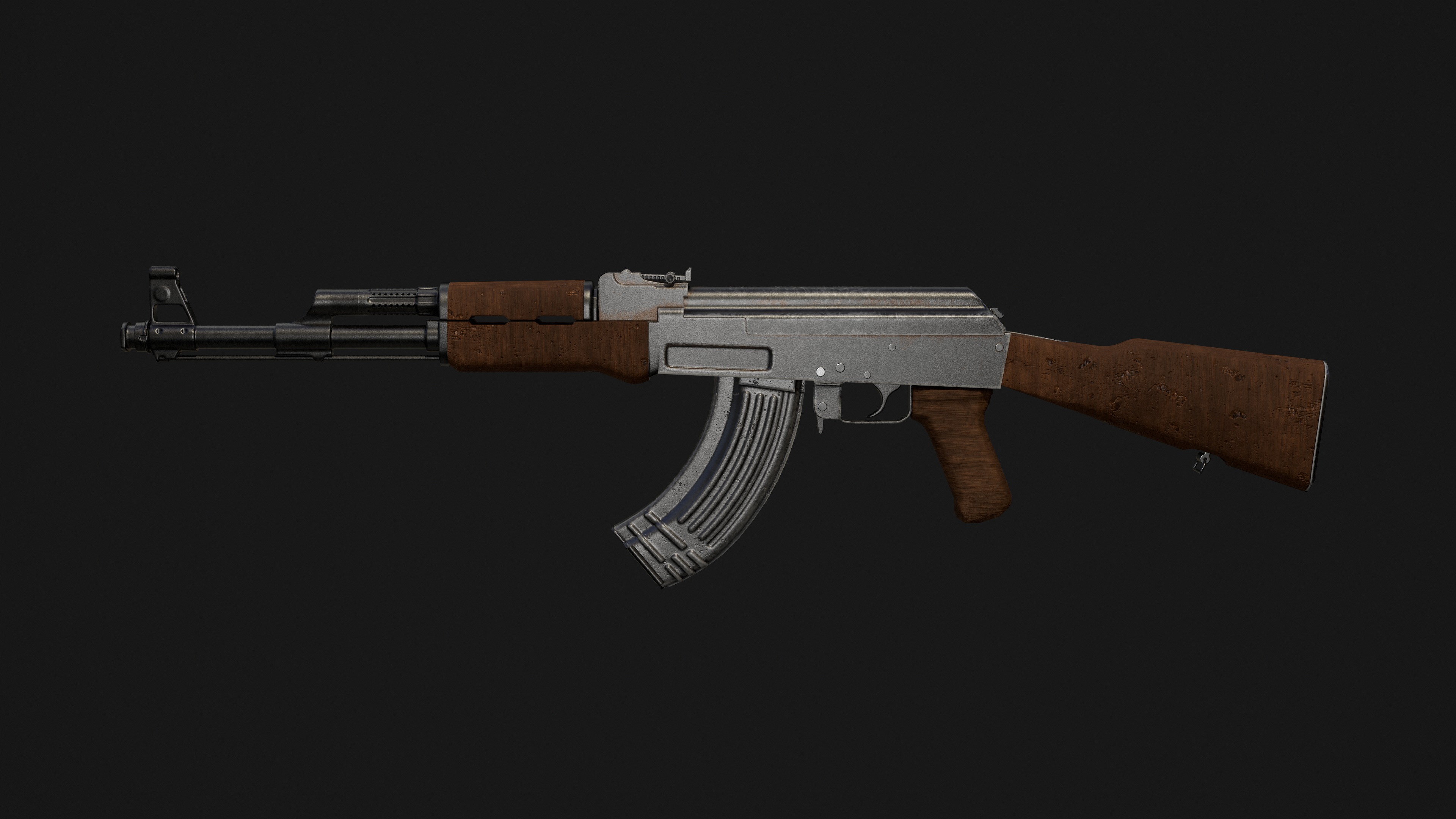 Ak 47 Low Poly  Low-poly 3D model_4
