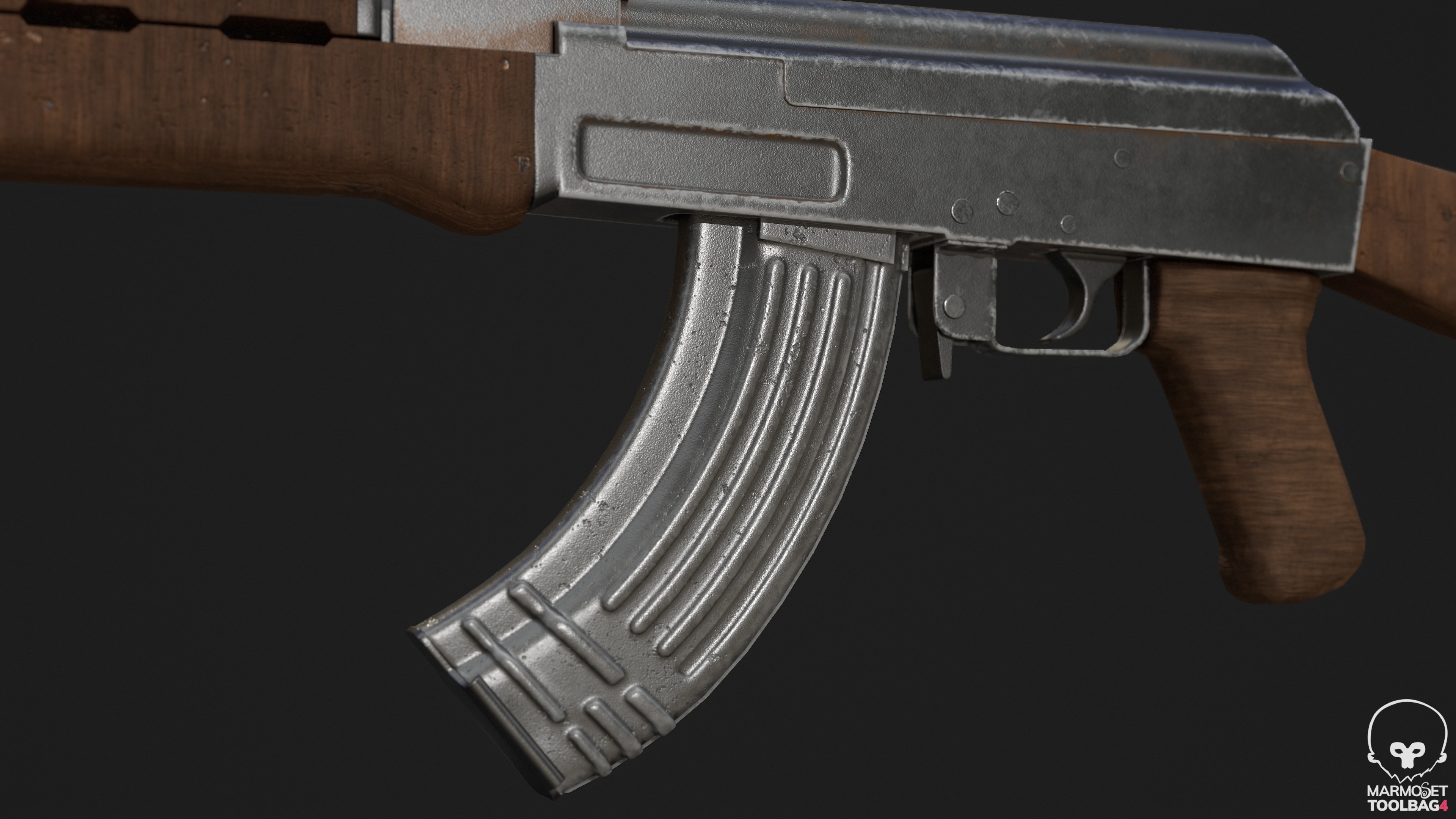 Ak 47 Low Poly  Low-poly 3D model_13