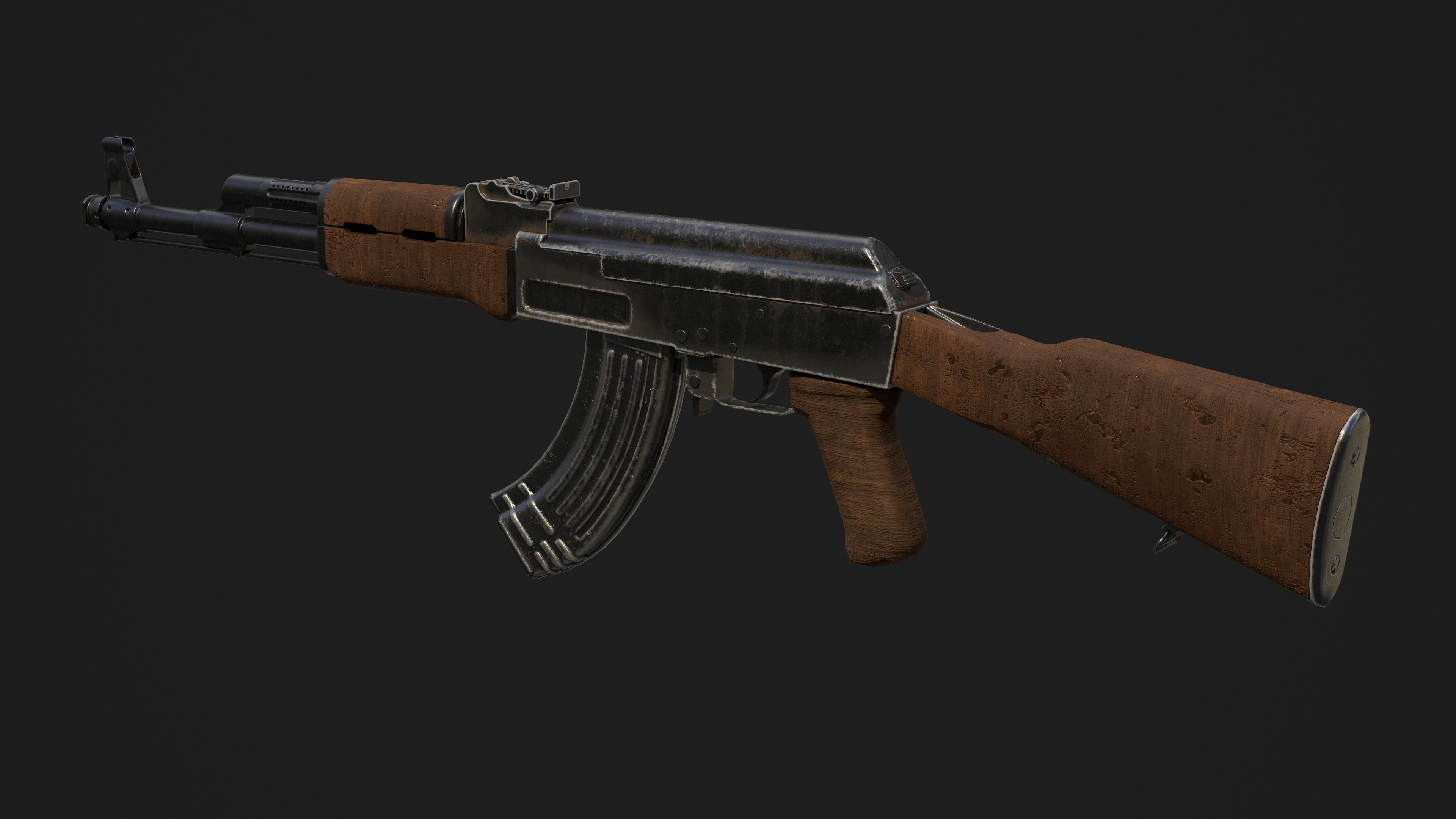 Ak 47 Low Poly  Low-poly 3D model_6