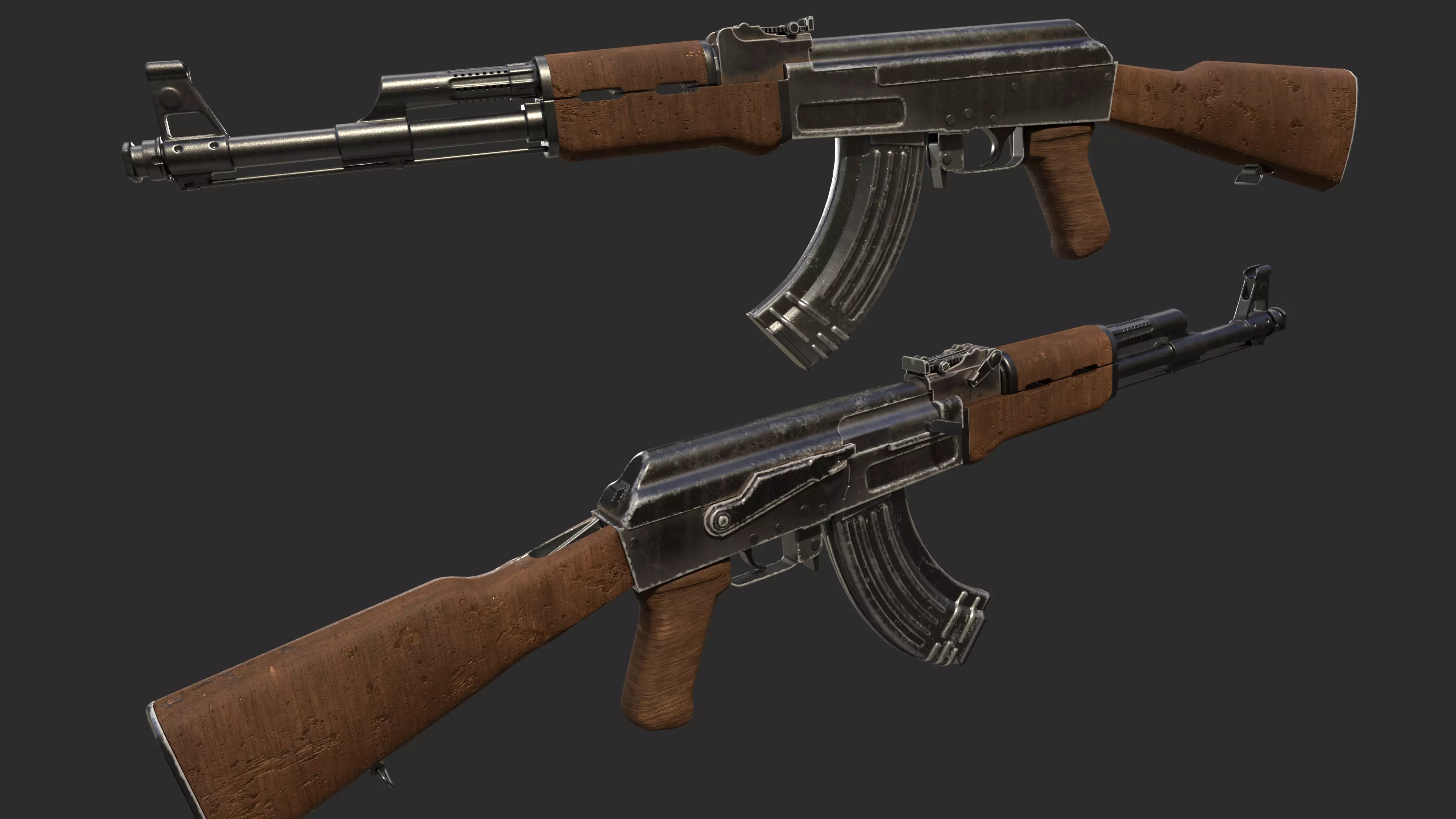 Ak 47 Low Poly  Low-poly 3D model_0