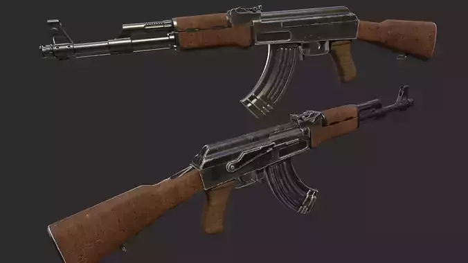 Ak 47 Low Poly  Low-poly 3D model