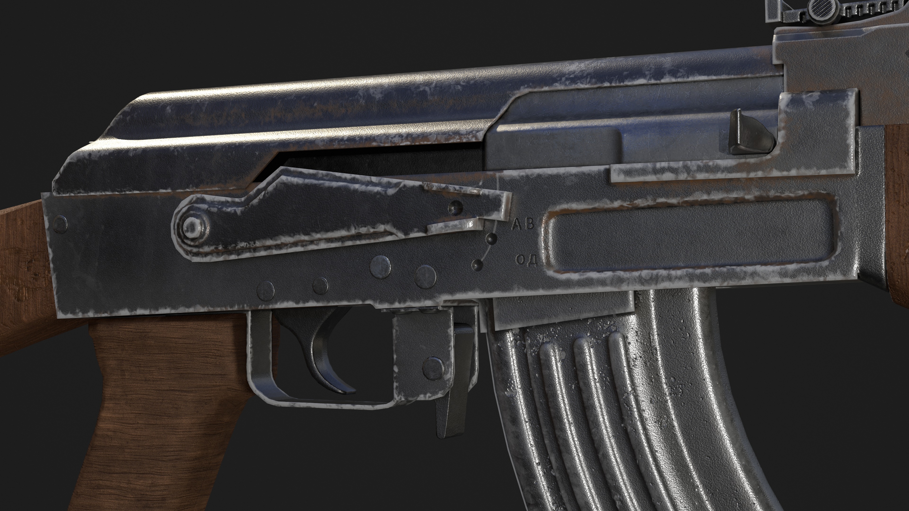Ak 47 Low Poly  Low-poly 3D model_8