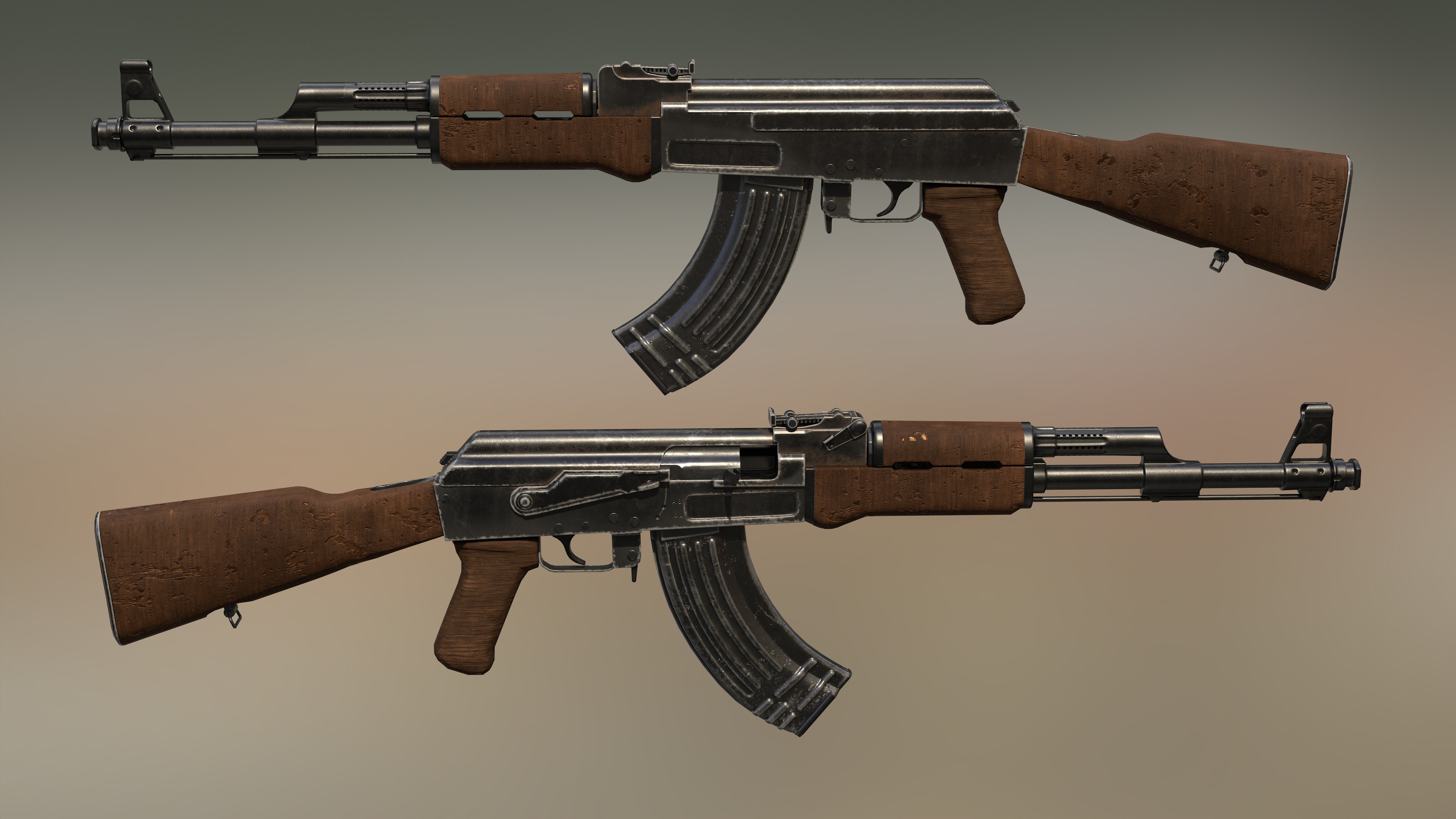 Ak 47 Low Poly  Low-poly 3D model_25