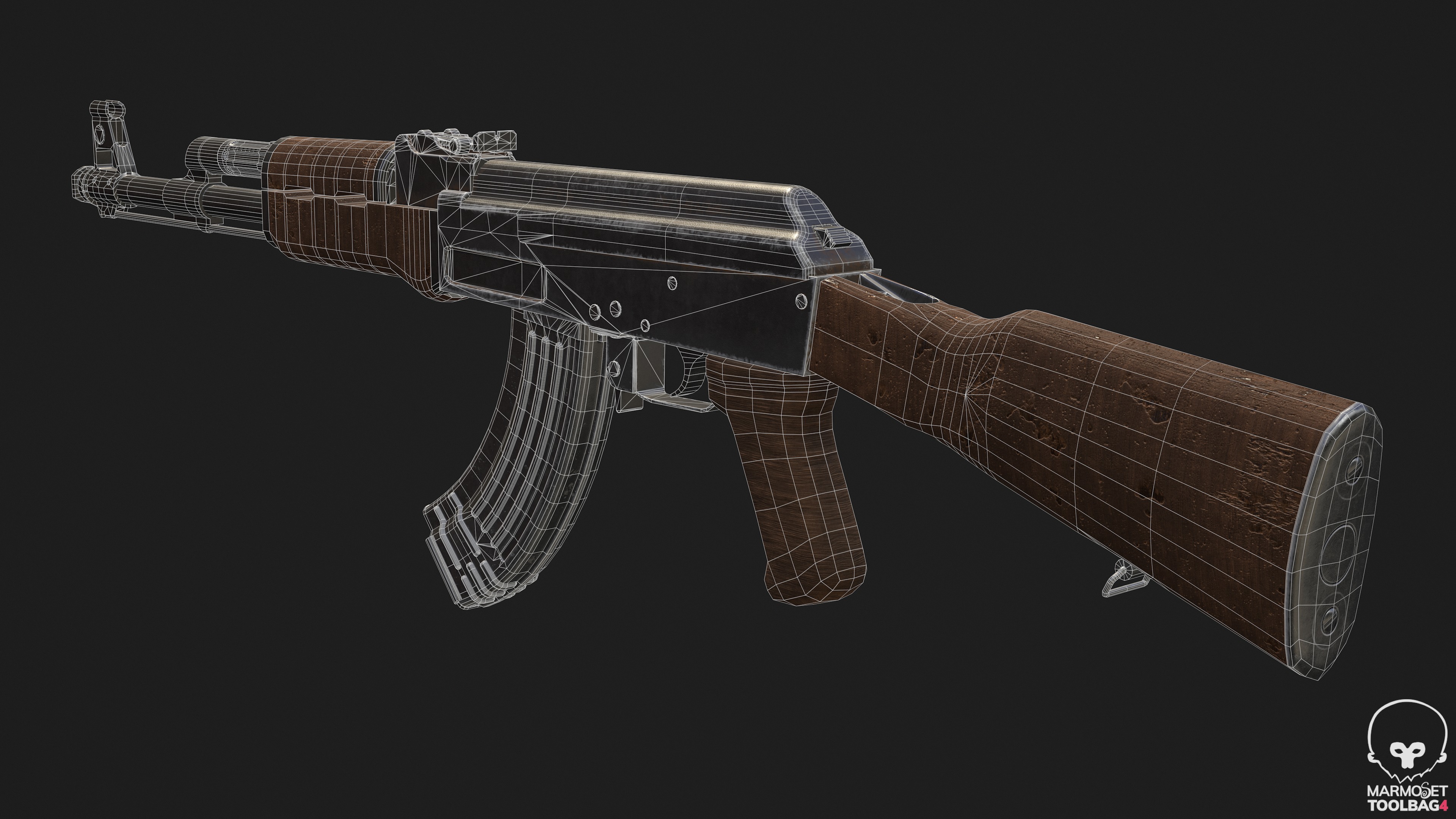 Ak 47 Low Poly  Low-poly 3D model_29