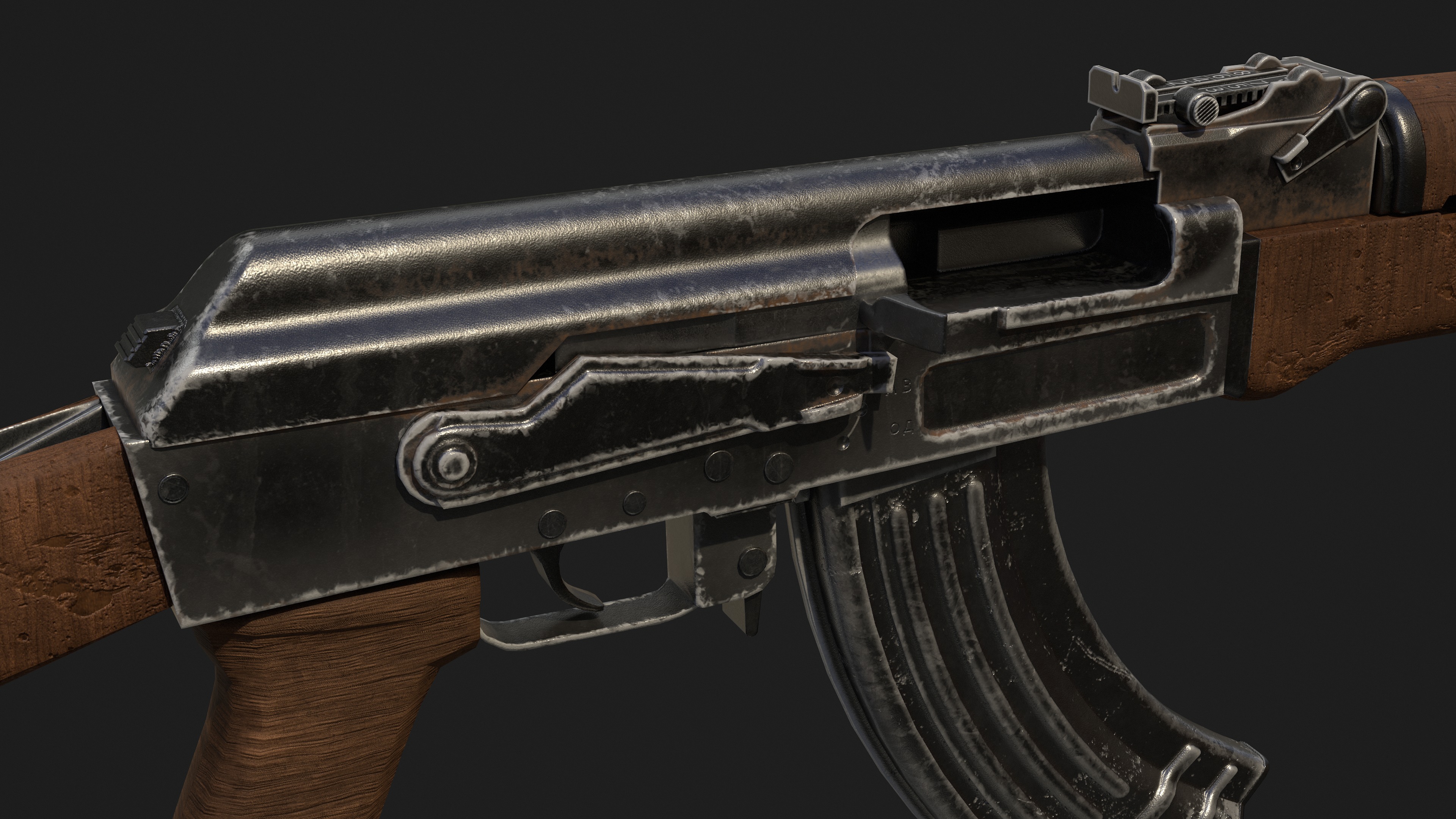 Ak 47 Low Poly  Low-poly 3D model_10
