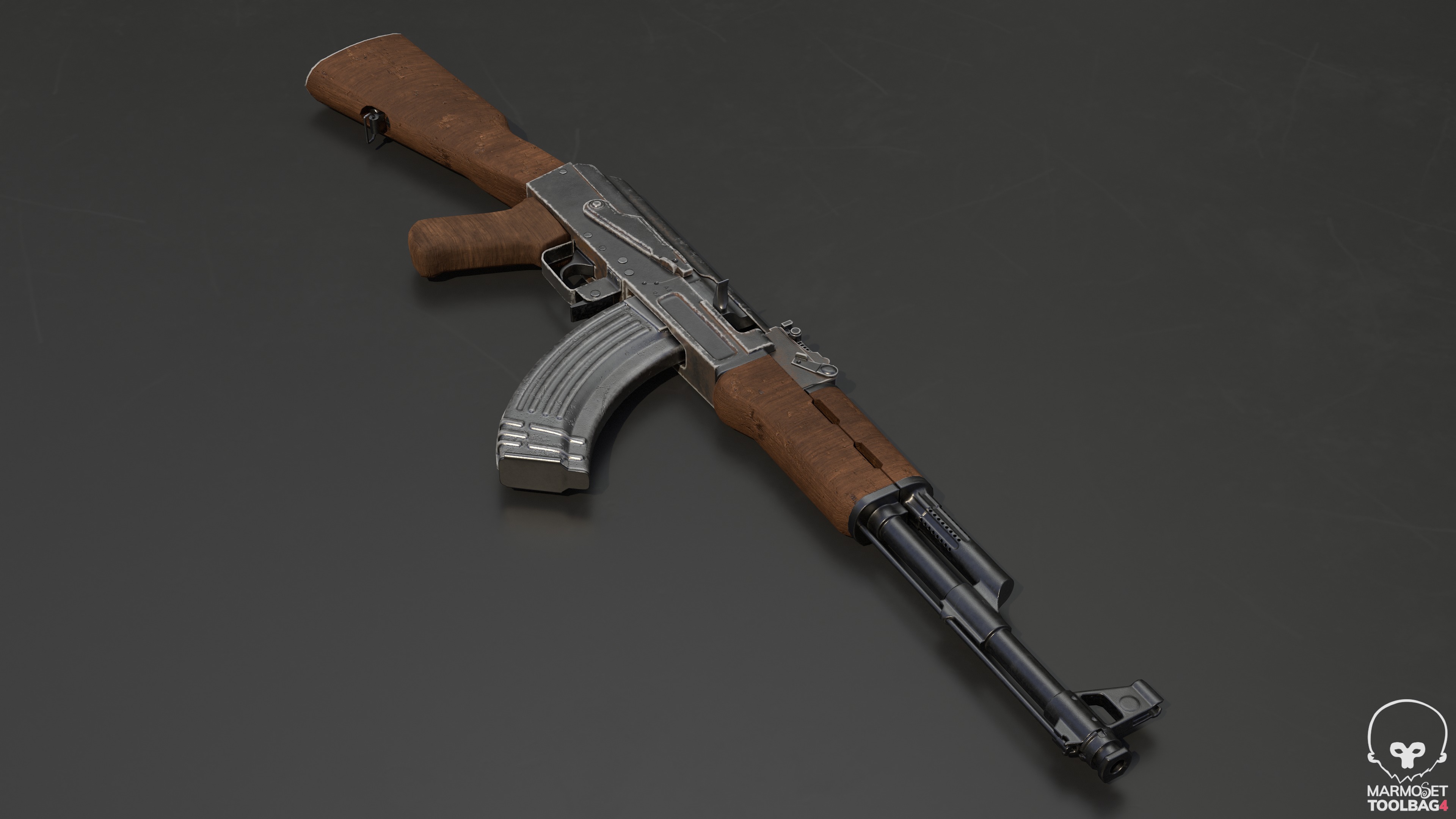 Ak 47 Low Poly  Low-poly 3D model_27