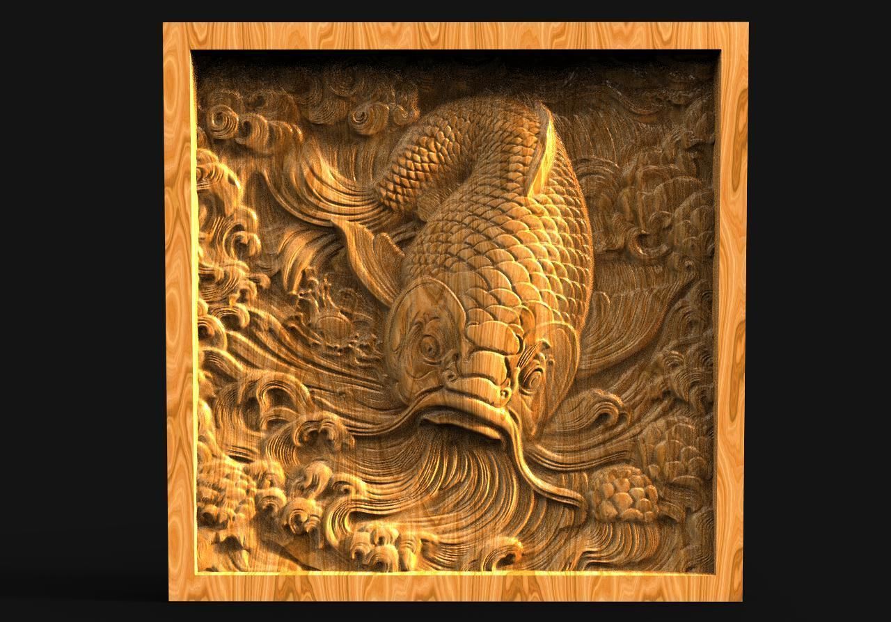 Koi fish CNC 3D print model_4
