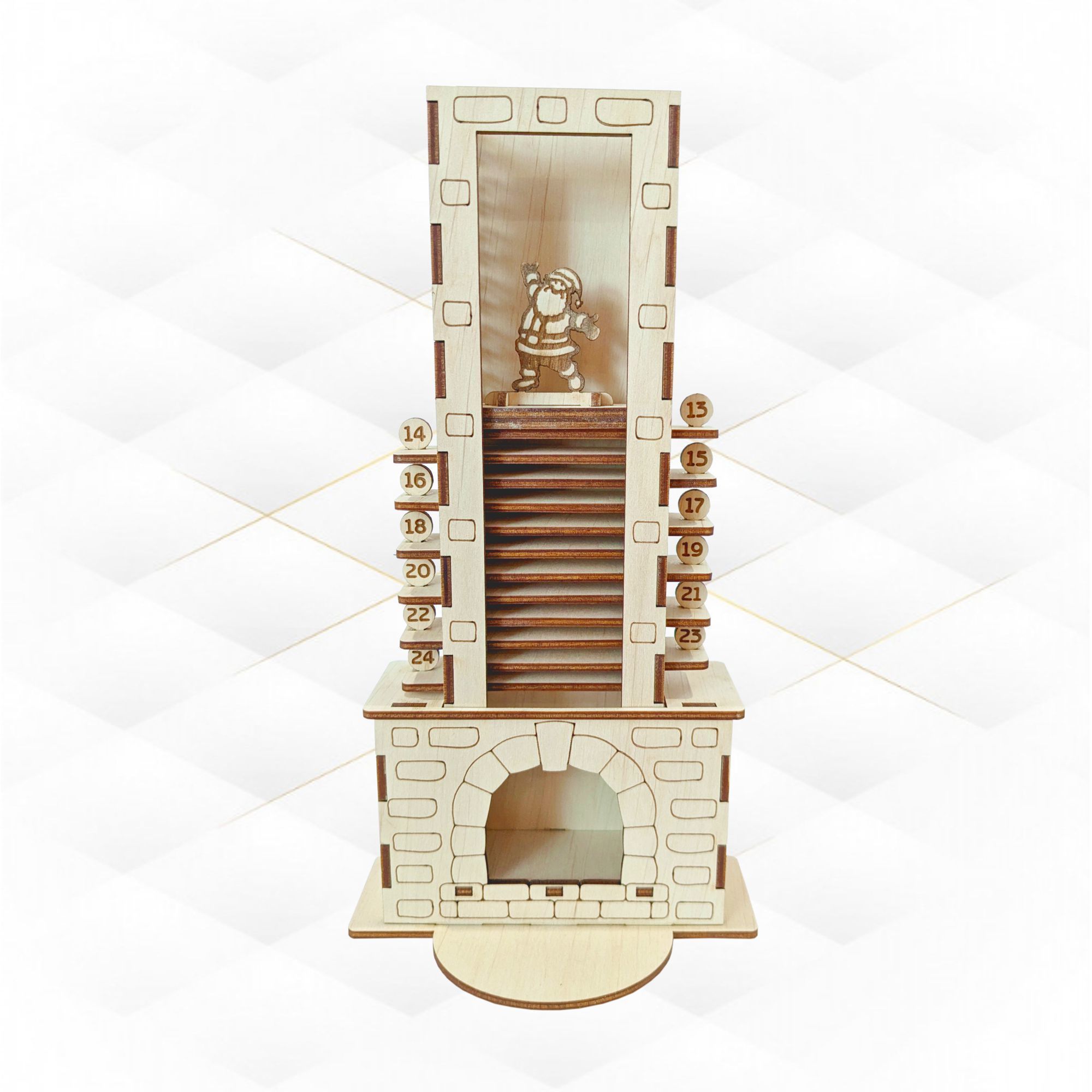Christmas Fireplace advent calendar laser cutting design 3D print model_1