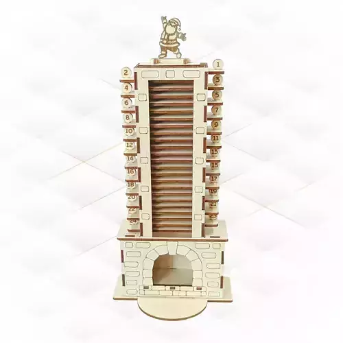 Christmas Fireplace advent calendar laser cutting design 3D print model