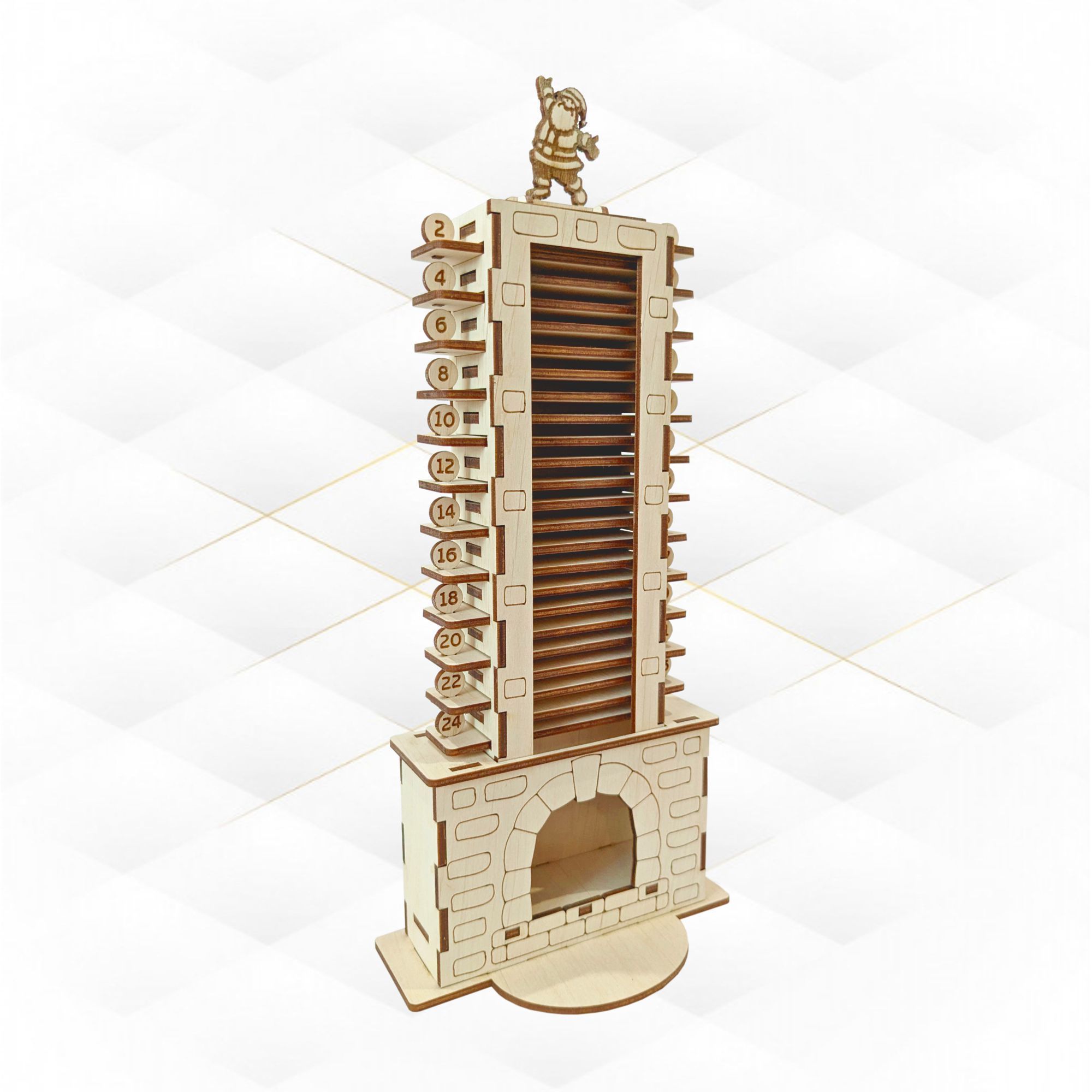 Christmas Fireplace advent calendar laser cutting design 3D print model_4