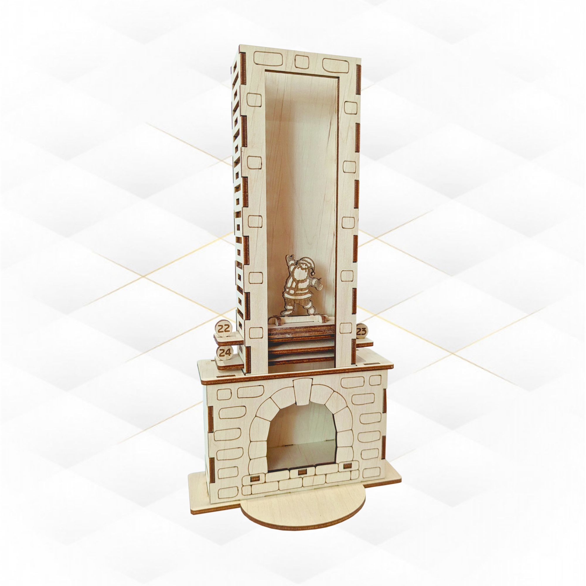 Christmas Fireplace advent calendar laser cutting design 3D print model_2