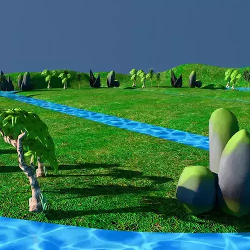 Stylized Nature Terrain with Rivers