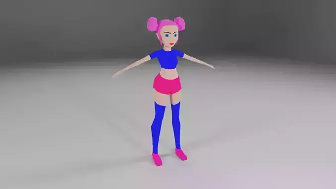 Impressive Girl Low-Poly character 3D model