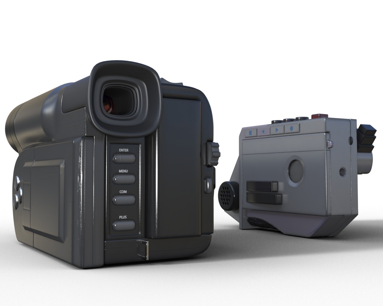 Camcorder And Voice Recorder  Low-poly 3D model_3