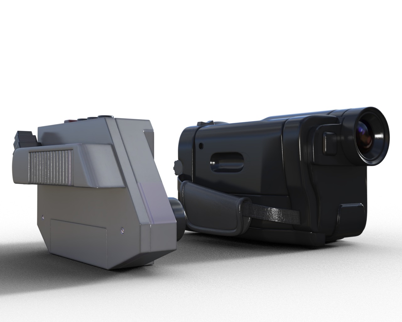 Camcorder And Voice Recorder  Low-poly 3D model_1