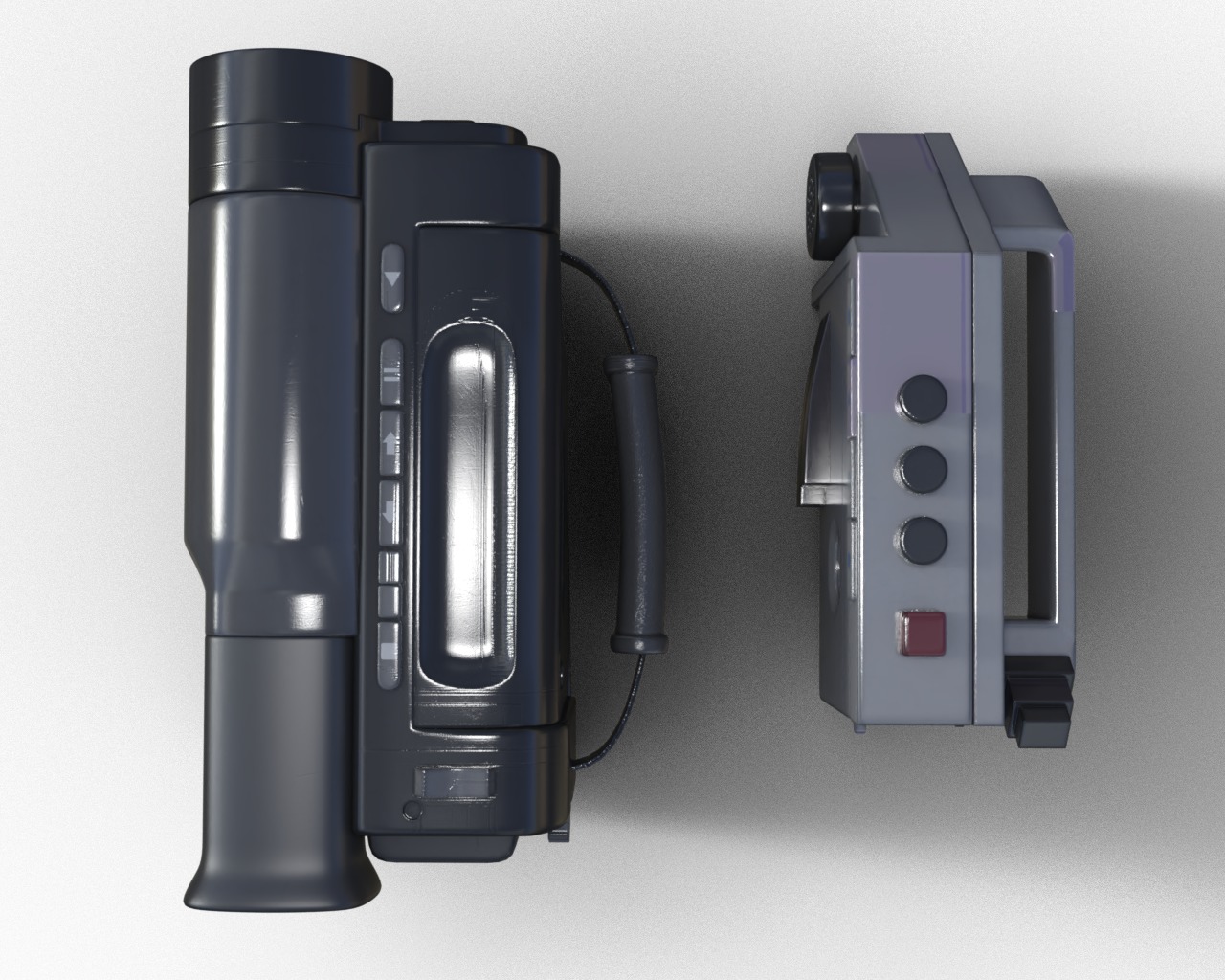 Camcorder And Voice Recorder  Low-poly 3D model_4