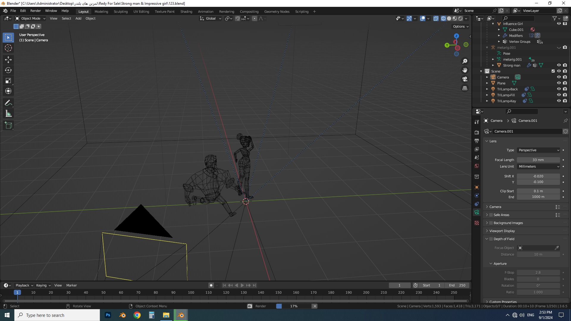 Strong-Man and Impressive-Girl Low-Poly characters 3D model 3D model_6